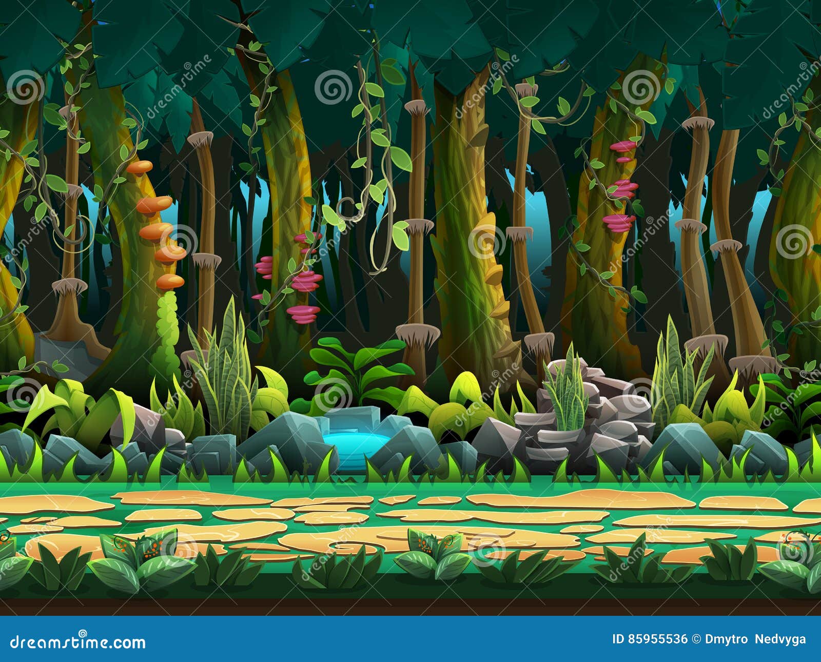 Cartoon jungle background 11 creative vector free download
