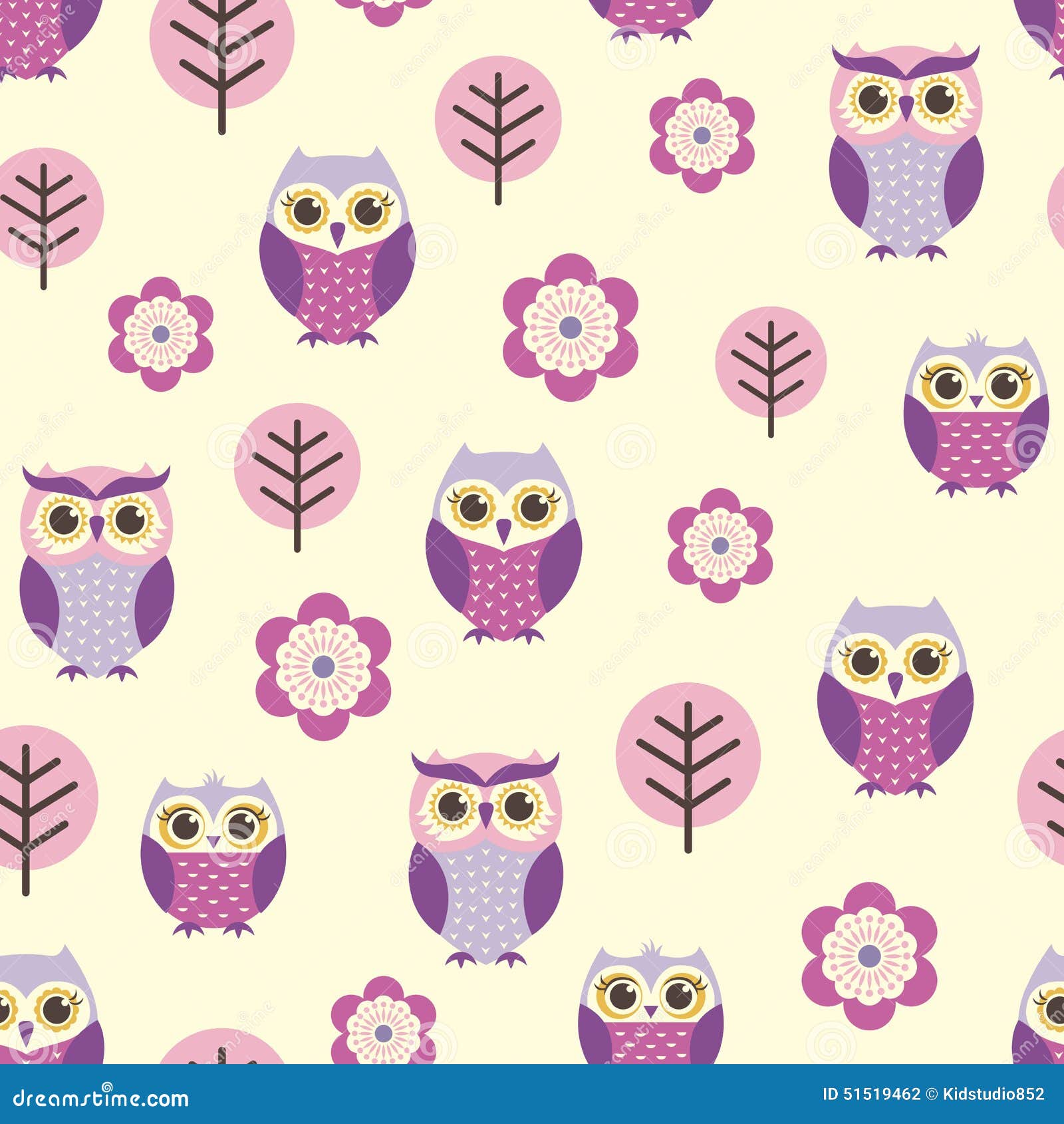Seamless Cartoon Owls Pattern Stock Vector - Illustration of flowers, adorable: 51519462 Seamless Cartoon Owls Pattern Stock Vector - Illustration of flowers, adorable: 51519462