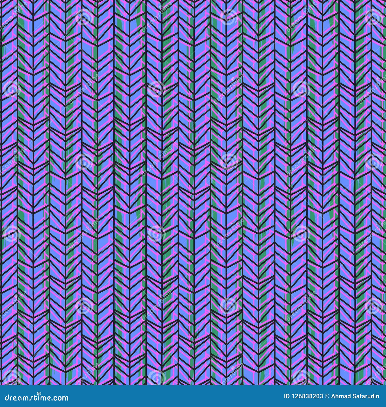 Seamless Chevron Herringbone Pattern Multicolor Abstract with Navy Blue
