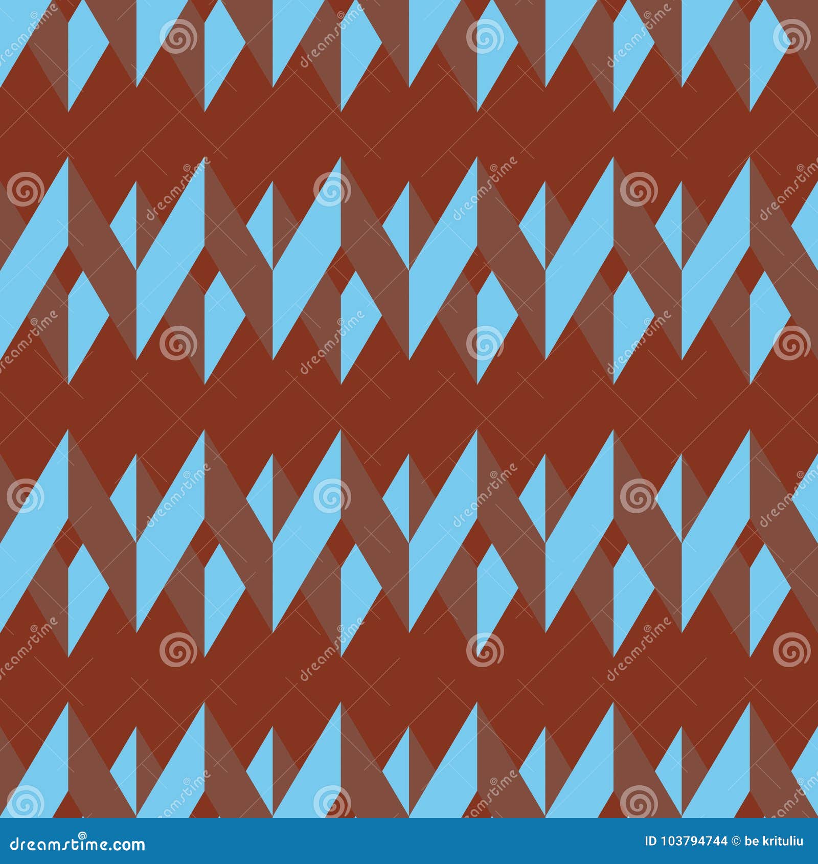 Seamless Chevron Pattern Colorful Light Blue Zig Zag On Brick Red