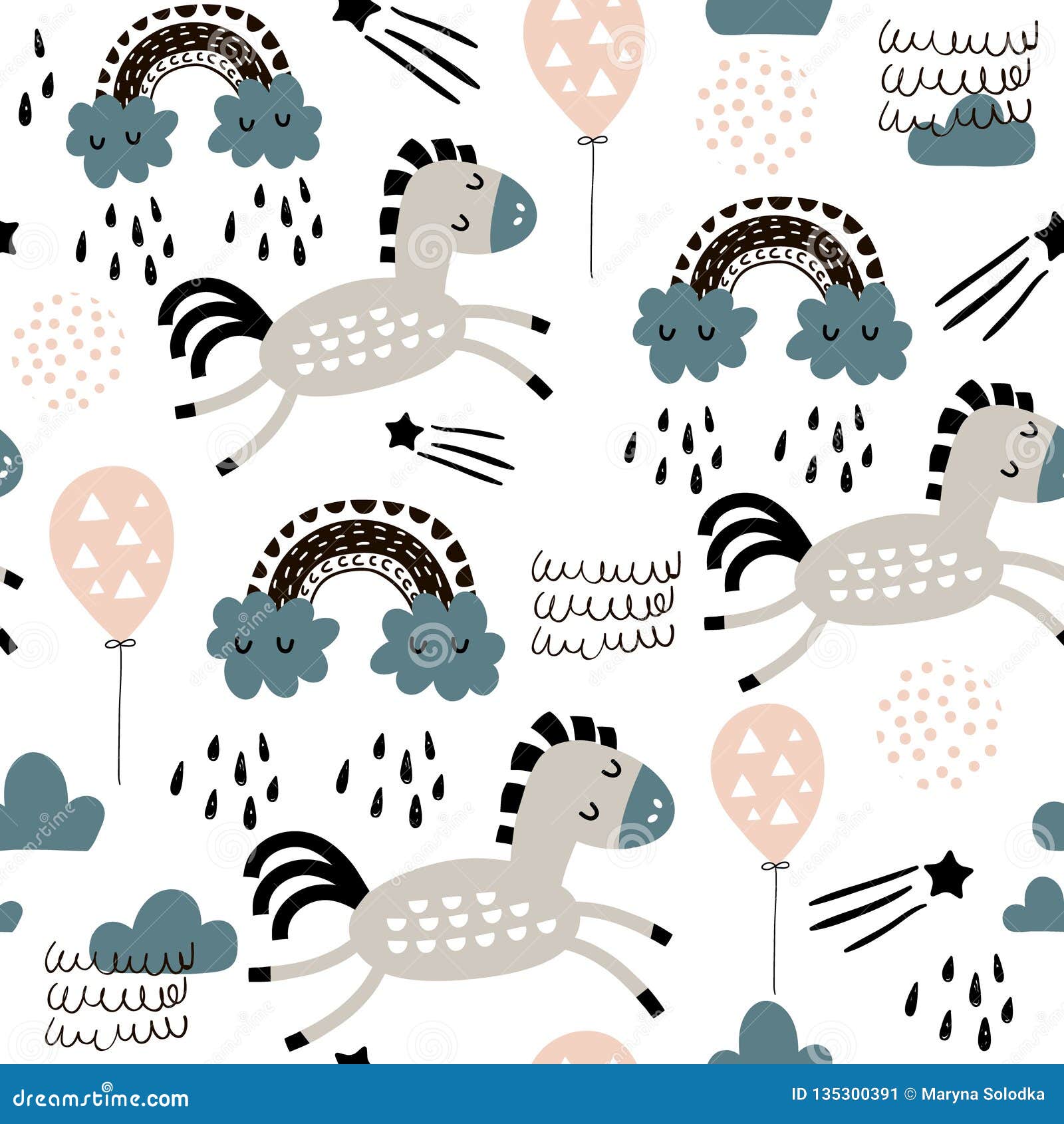 Poster Seamless pattern of zebra boy and toys vector cartoon illustration  for kid wrapping paper, kid fabric clothes, and wallpaper 