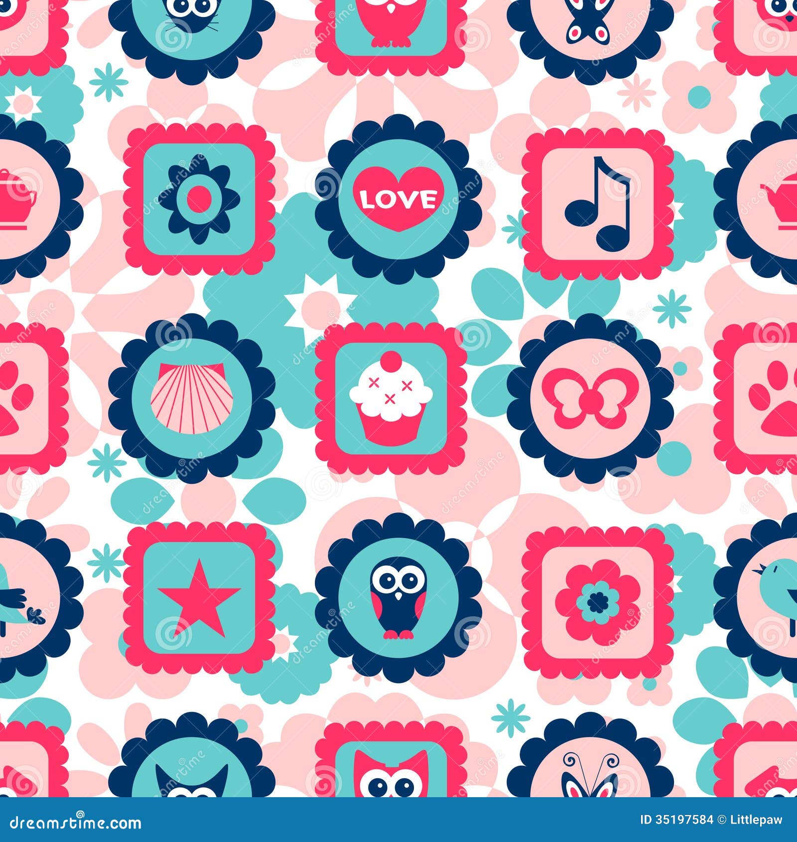 Seamless Childish Pattern with Cute Stamps Stock Vector - Illustration