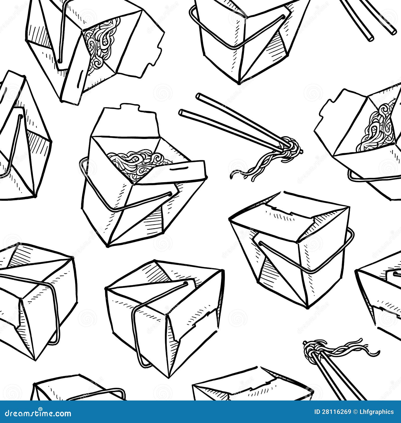 Chinese Takeout Box Drawing
