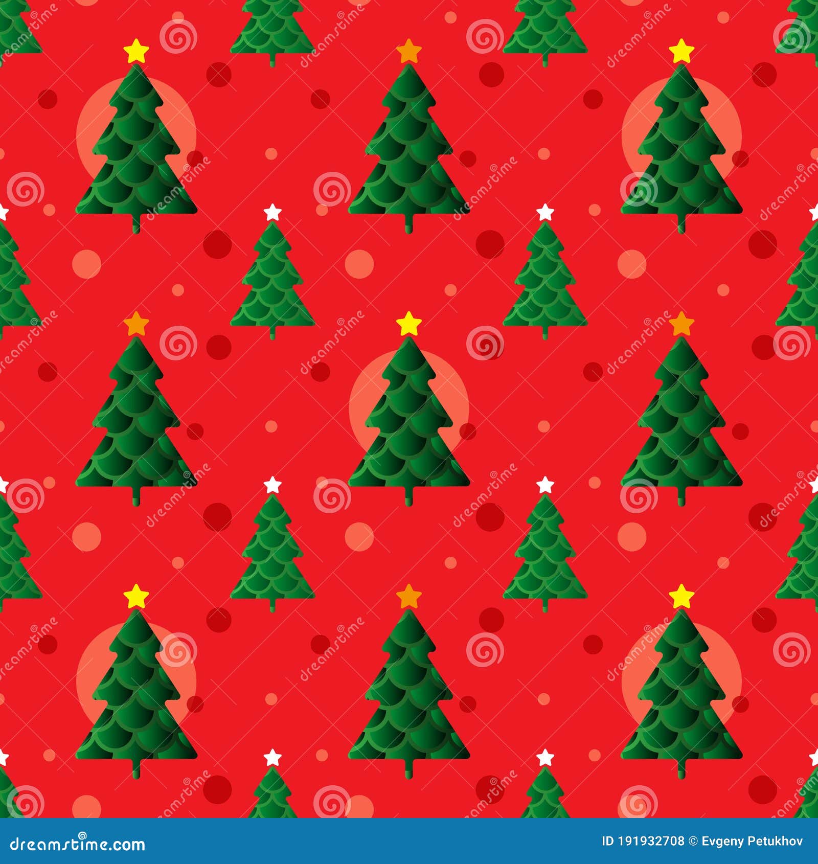 Seamless Christmas Background with Green Christmas Trees on a Red Background.  Design for Paper, Textile and Wallpaper Stock Vector - Illustration of  background, design: 191932708