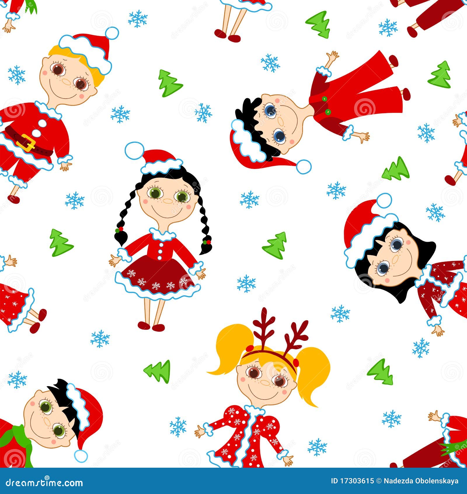 Download Seamless Christmas Children Pattern. Stock Vector ...