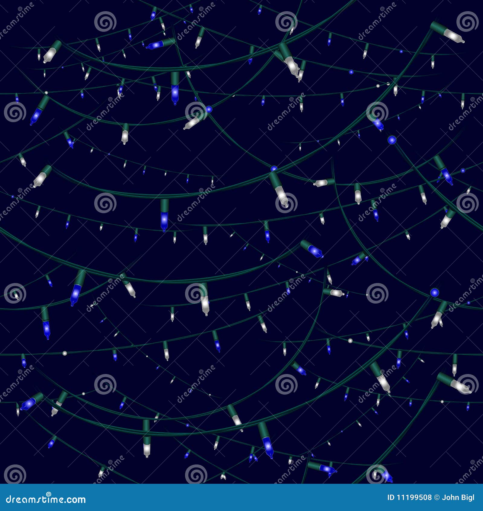 Seamless Christmas Lights Blue And White Stock Vector Illustration