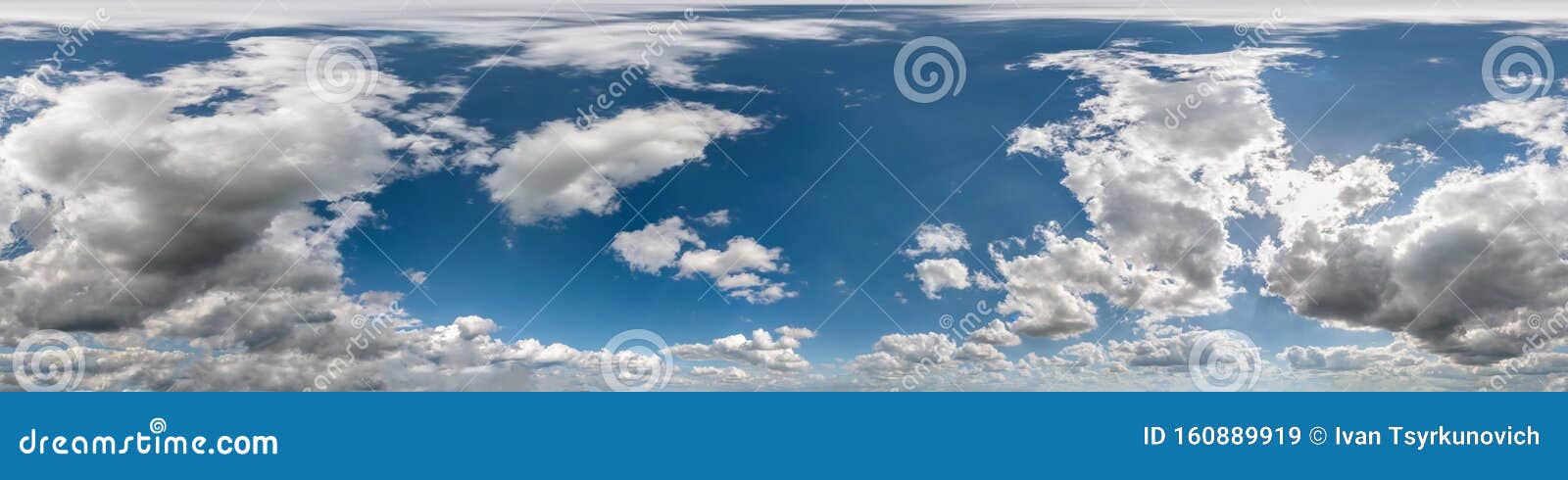 seamless cloudy blue sky hdri panorama 360 degrees angle view with zenith and beautiful clouds for use in 3d graphics as sky dome