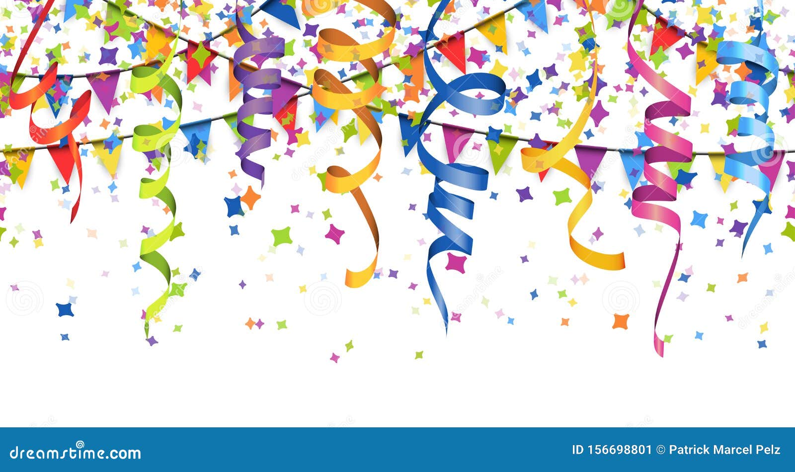 Free Vector  Colorful falling paper confetti and twirled party streamers  on a white