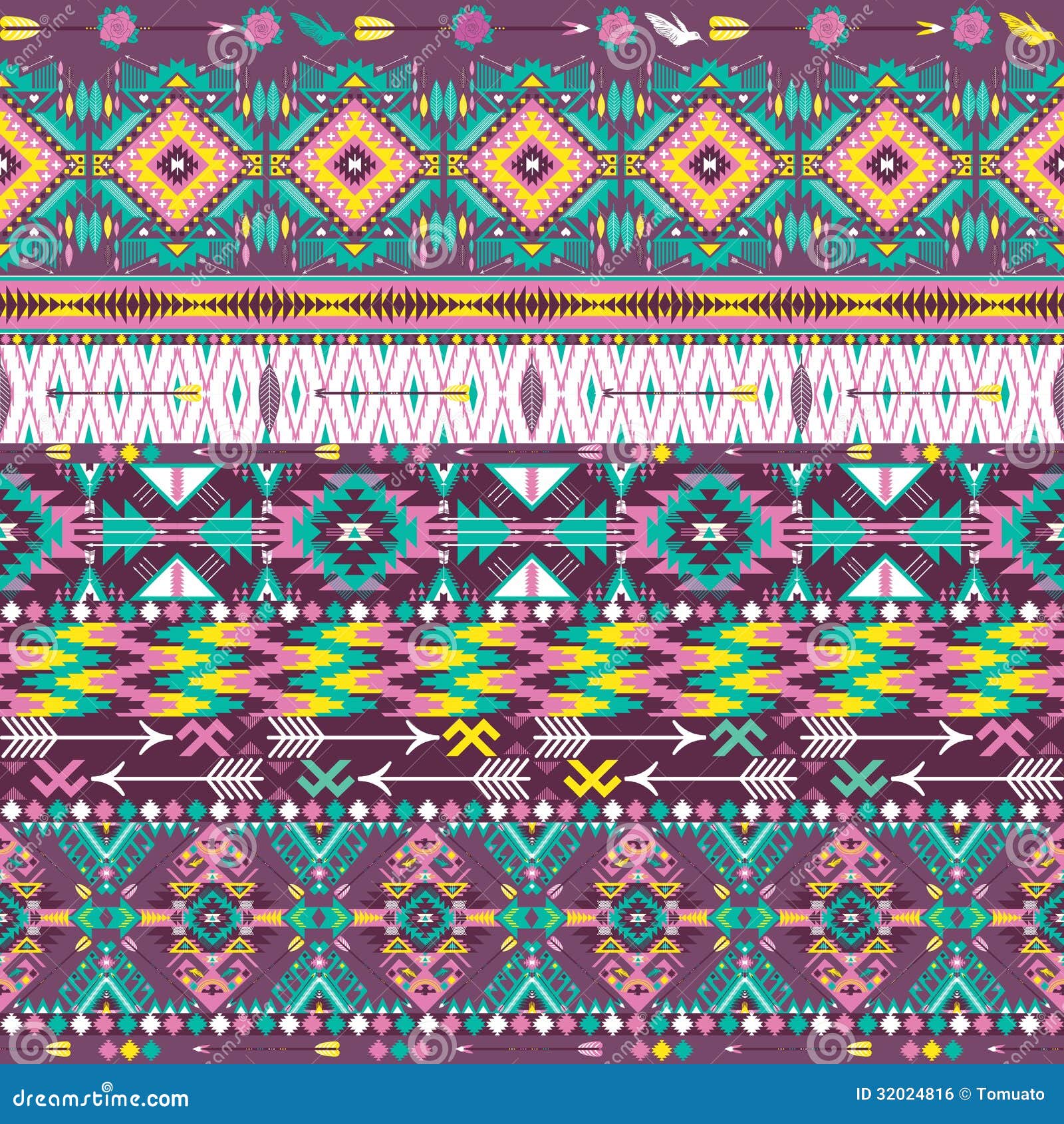 Colorful Aztec Mandala Pattern On A White Tile Cartoon Vector ...
