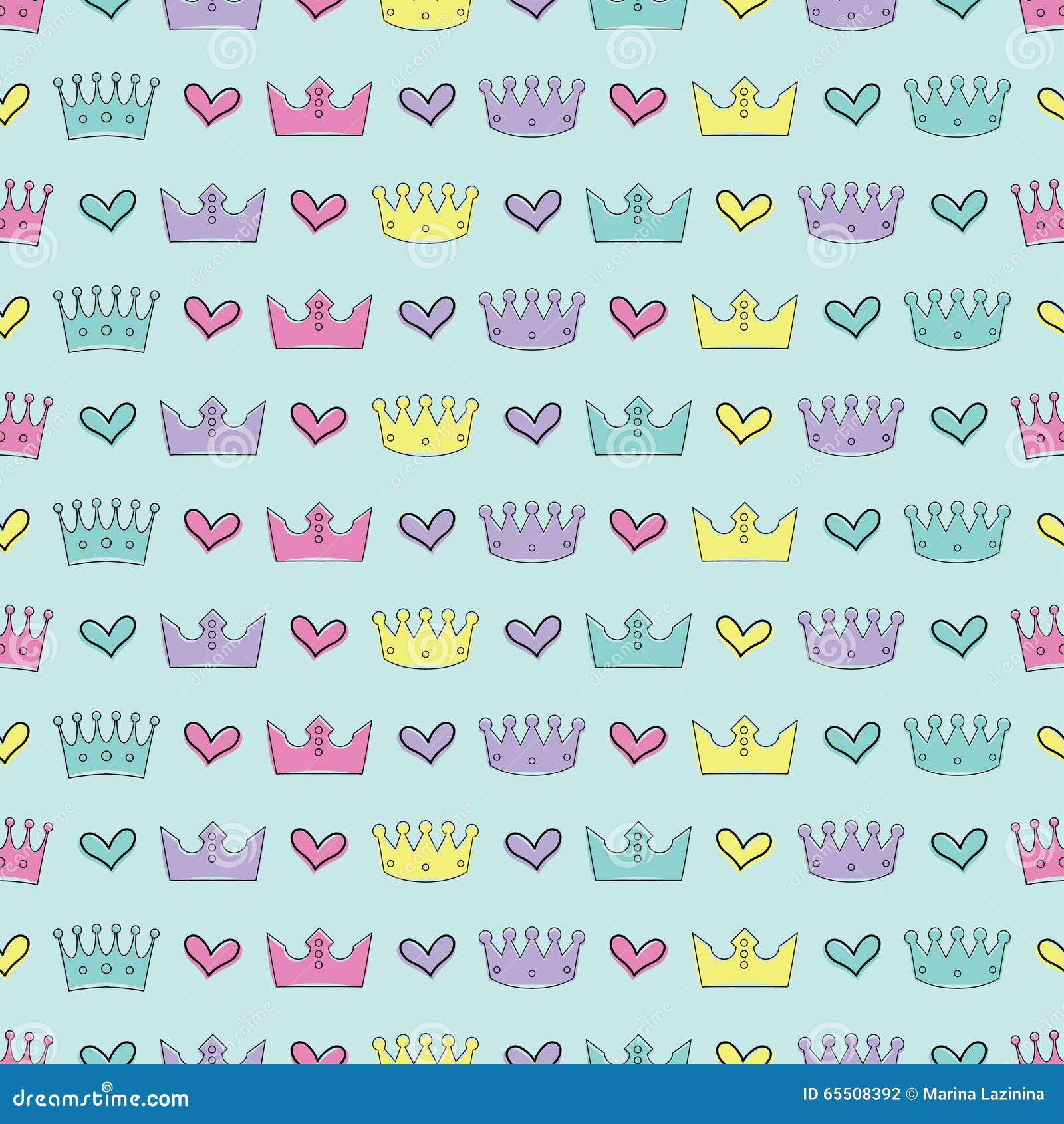 Seamless Colorful Background with Decorative Crowns Stock Illustration