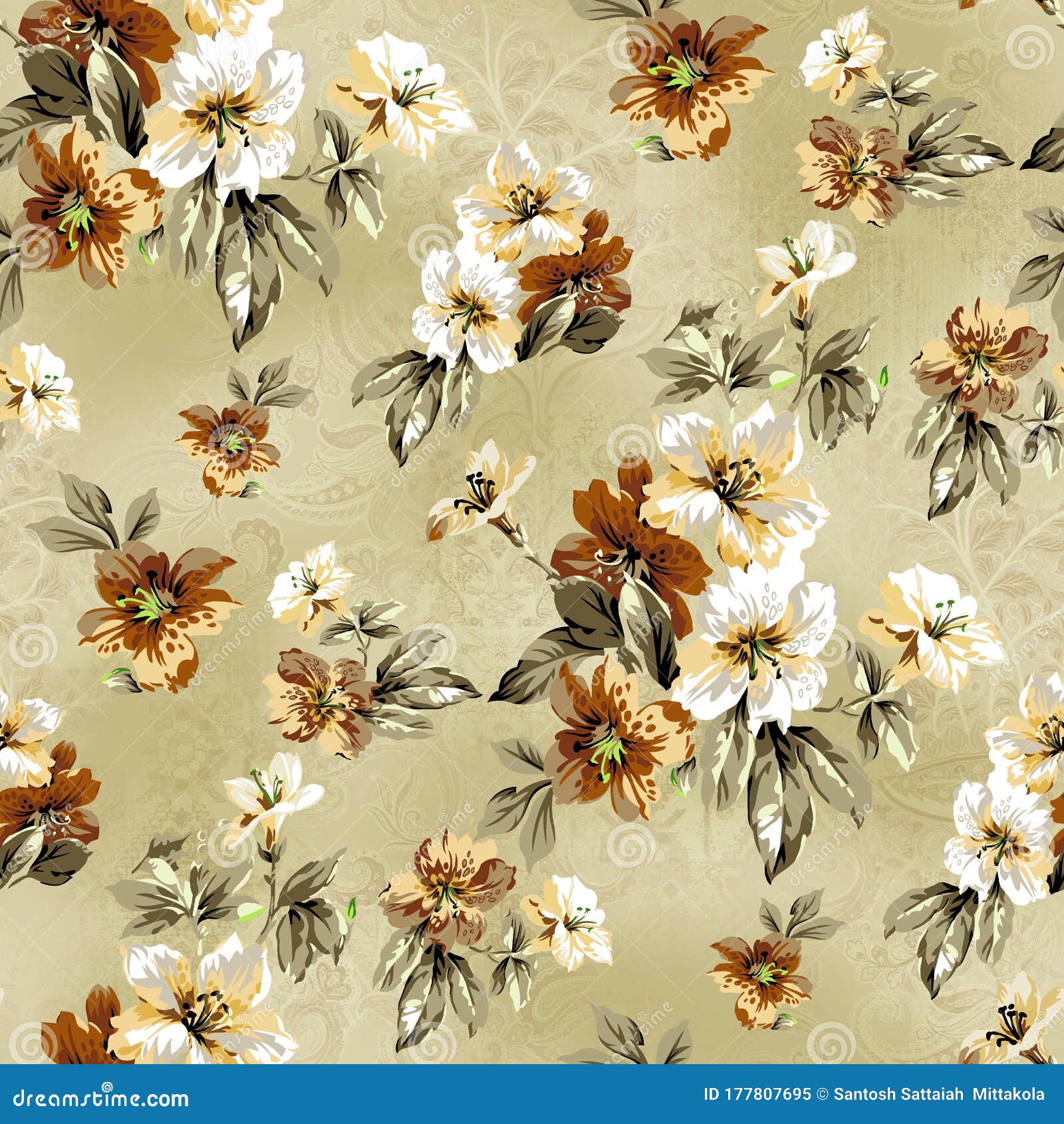 Seamless Cut Small Vintage Flower with Background Stock Image - Image of  repeat, bouquet: 177807695