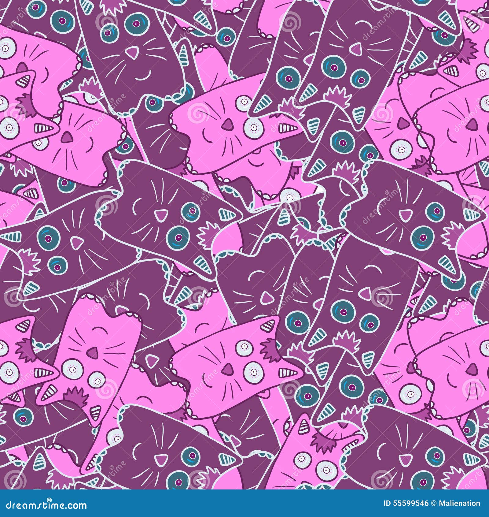 Seamless Cute Kitten Cat  Background Pattern  In Pink  And 