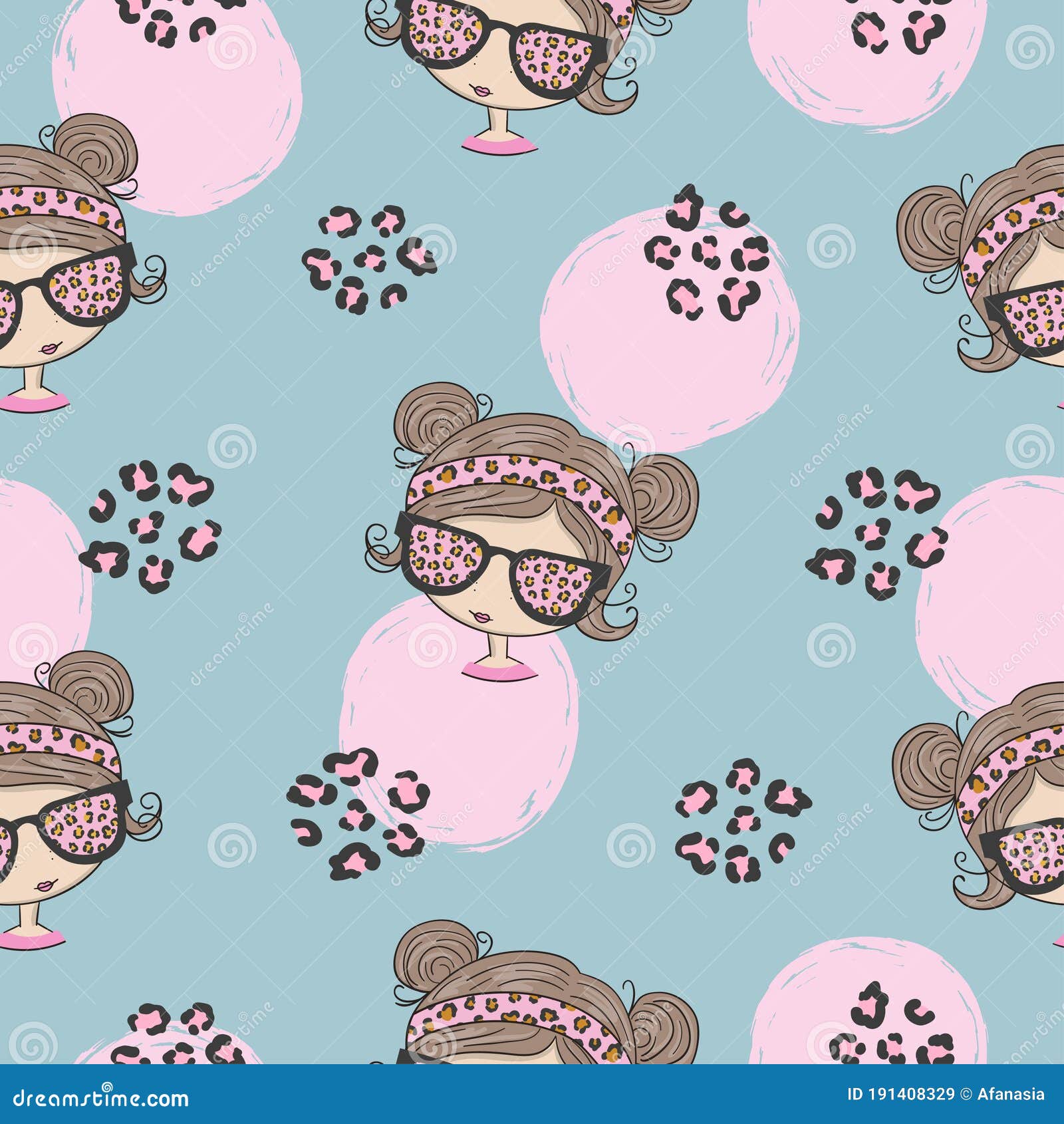 Seamless Cute Little Girls Pattern for Kids Design Stock Vector