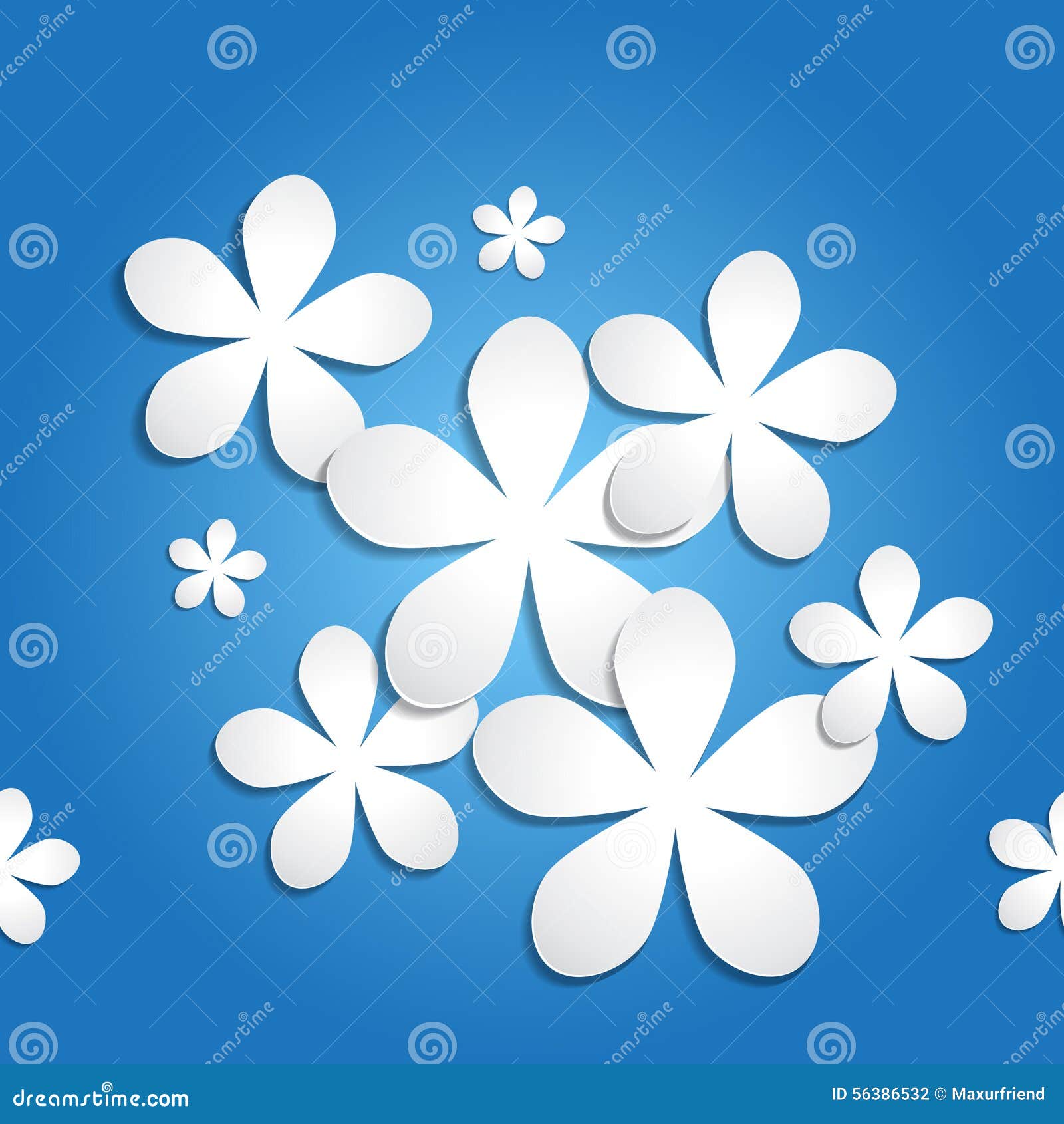 Seamless 3d Blue Paper Flower Background Pattern Stock Vector Illustration Of Design Elegant 56386532