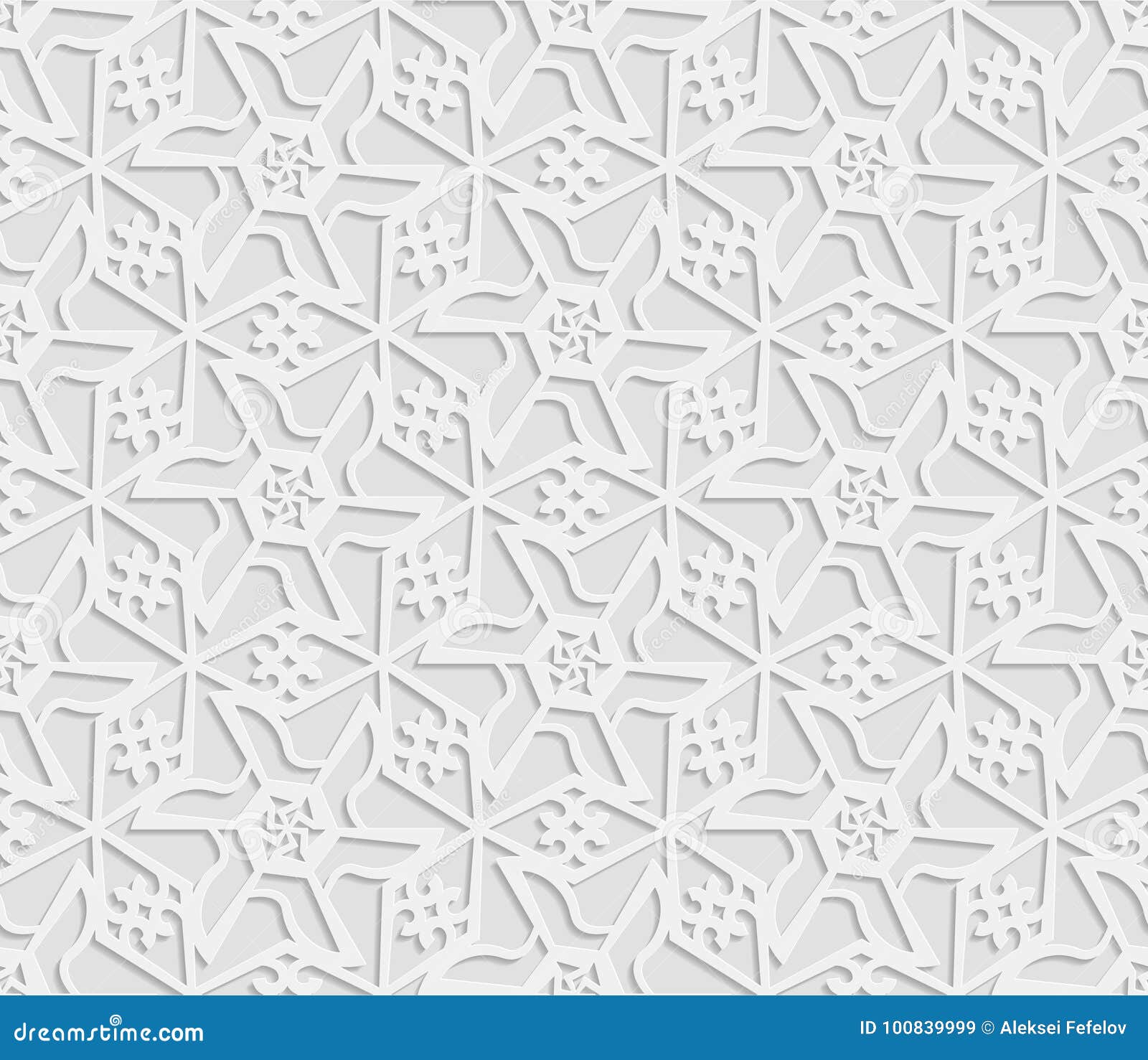 Seamless 3D White Pattern, Indian Ornament, Persian Motif, Vector ...