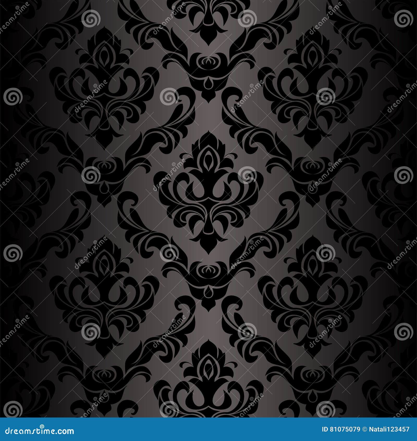 Seamless Damask Black Wallpaper in Retro Style Stock Vector