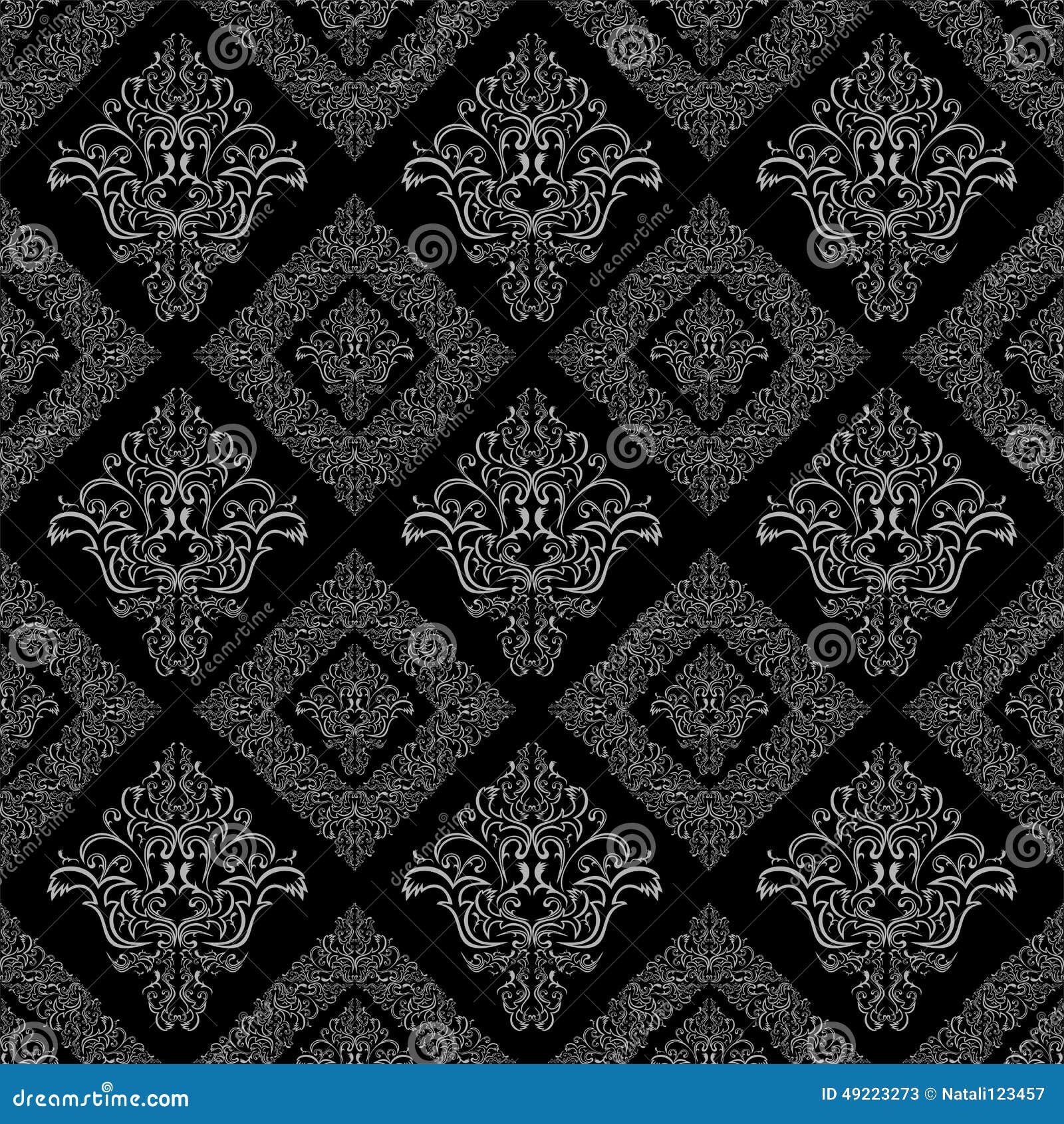 Seamless Damask Floral Geometric Wallpaper Stock Vector - Illustration of  gray, flower: 49223273