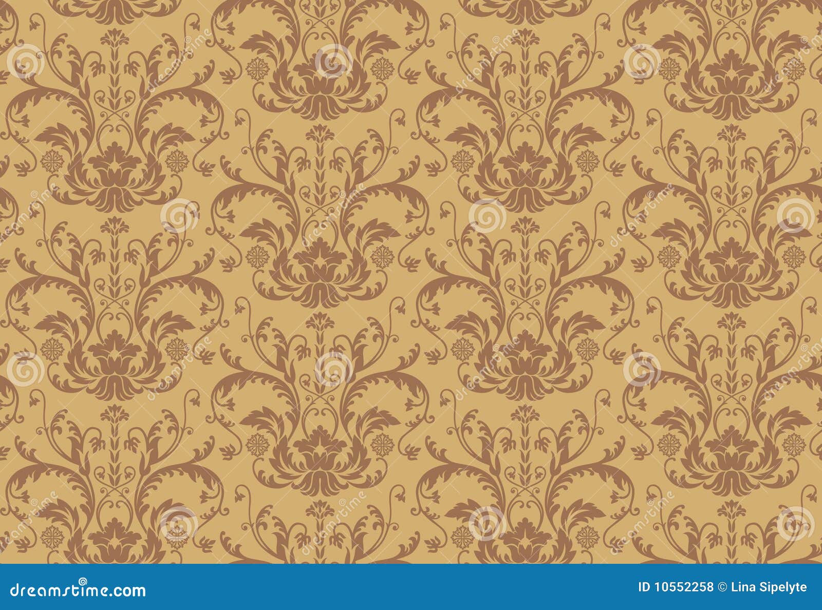 Seamless Brown Damask Wallpaper Pattern Stock Vector Illustration of