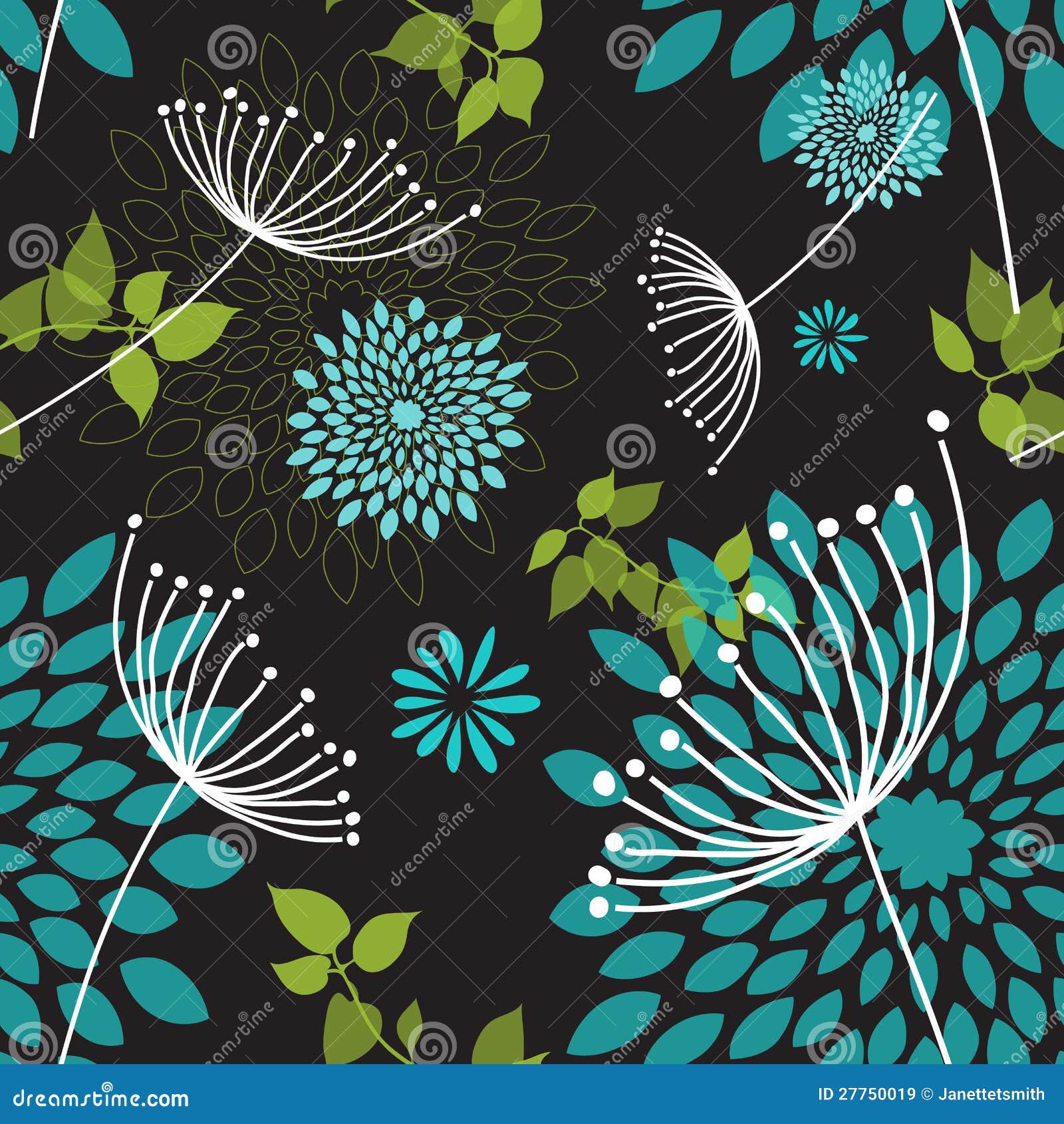 seamless dandelions and flowers pattern