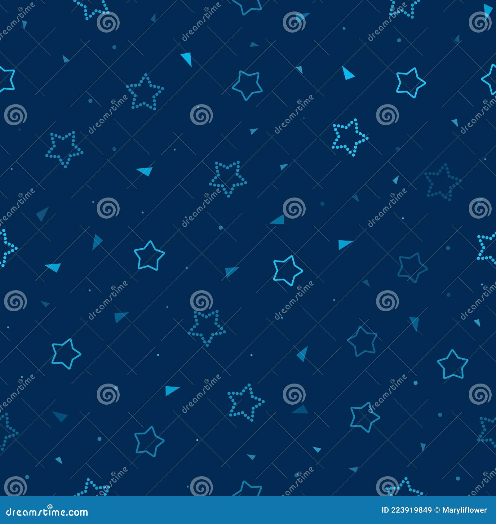 Seamless Dark Blue Background with Shining Stars, Dots, Triangles in Neon  Colors. Children`s Bedroom, Kids Nursery Wallpaper Stock Vector -  Illustration of kids, cloth: 223919849