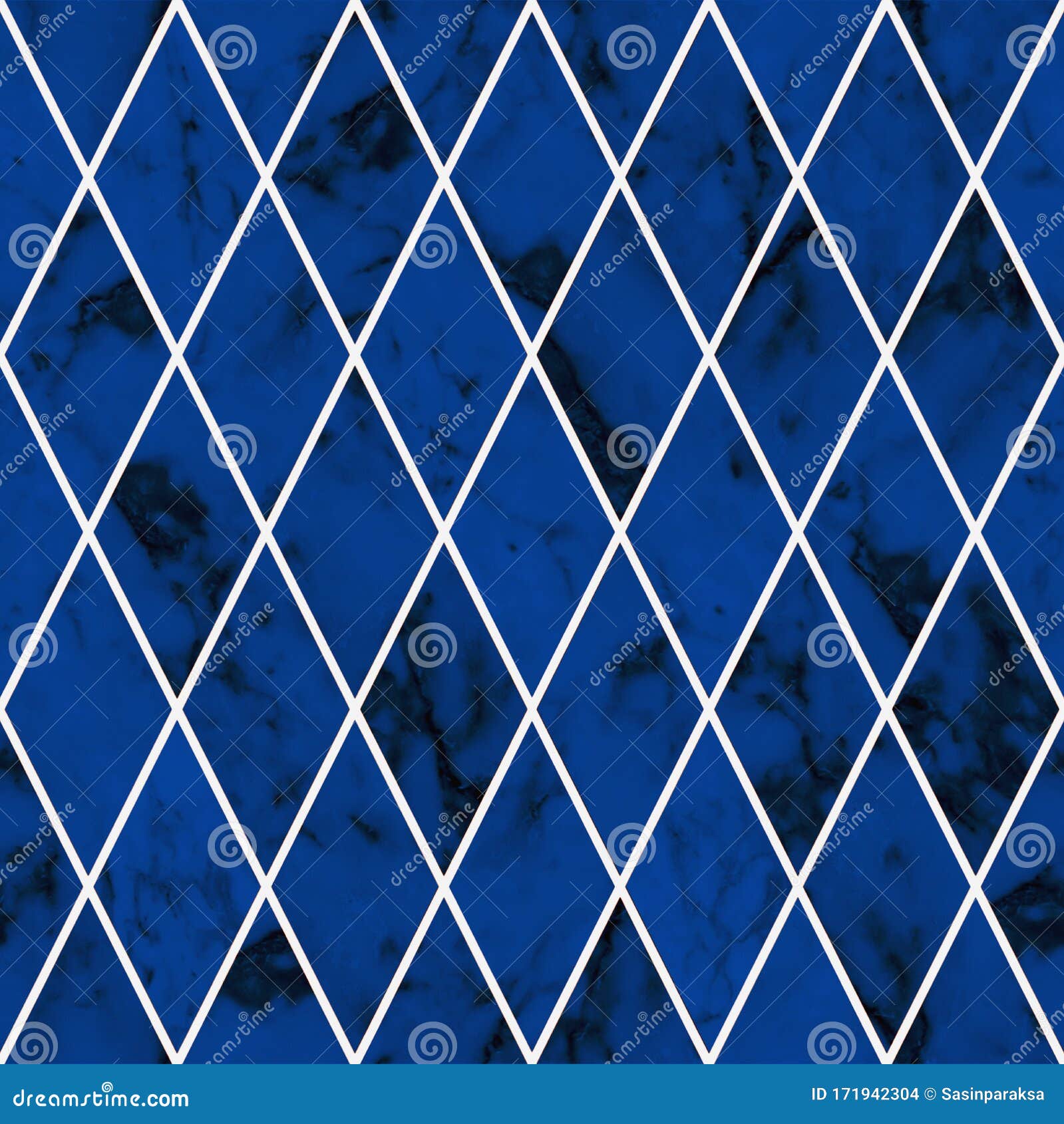 Seamless Dark Blue Marble Stone Rhombus Shape Pattern Texture
