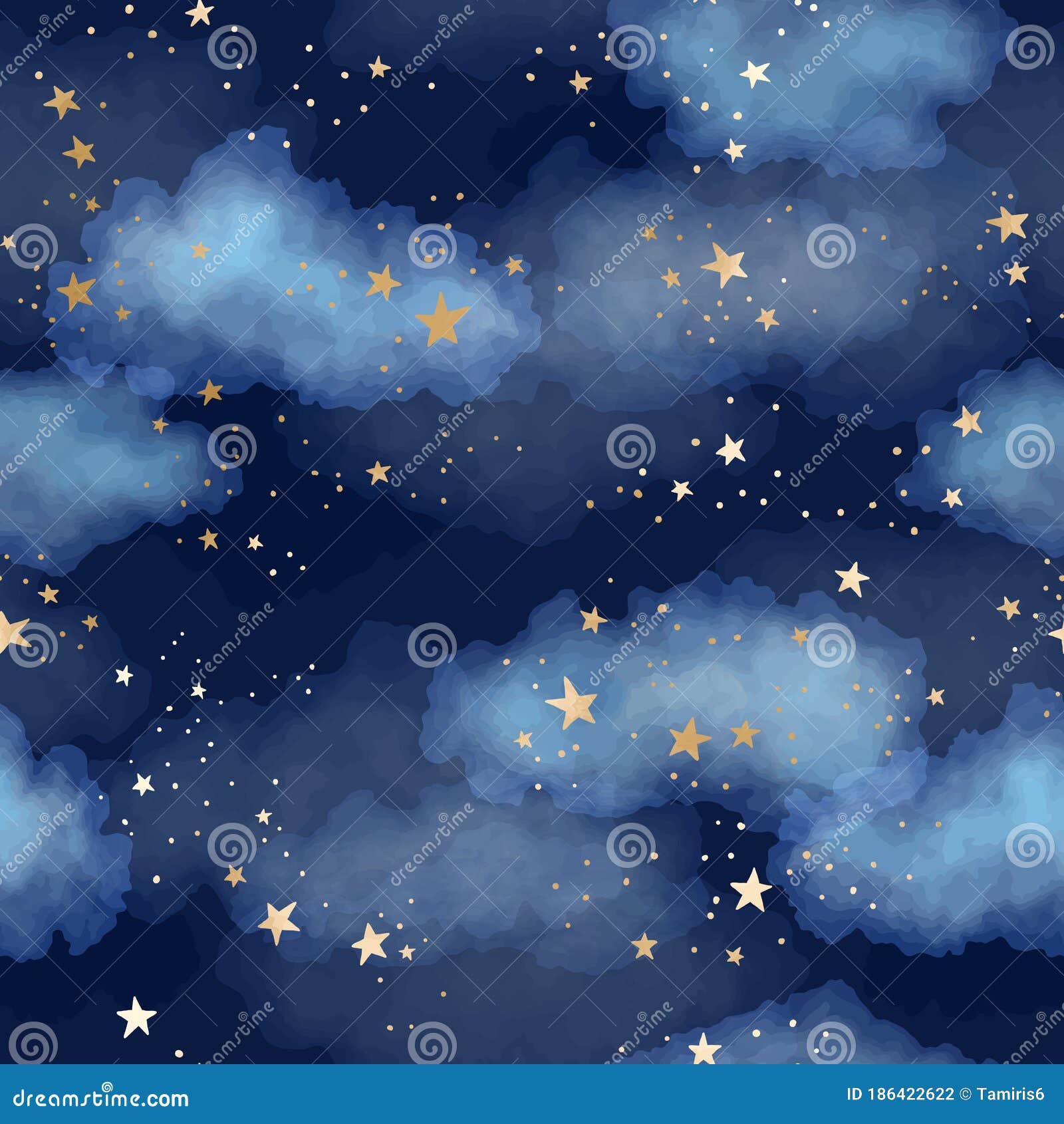 Cloud Sky At Night With Star. Vector Esp10. Royalty-Free Stock Photo