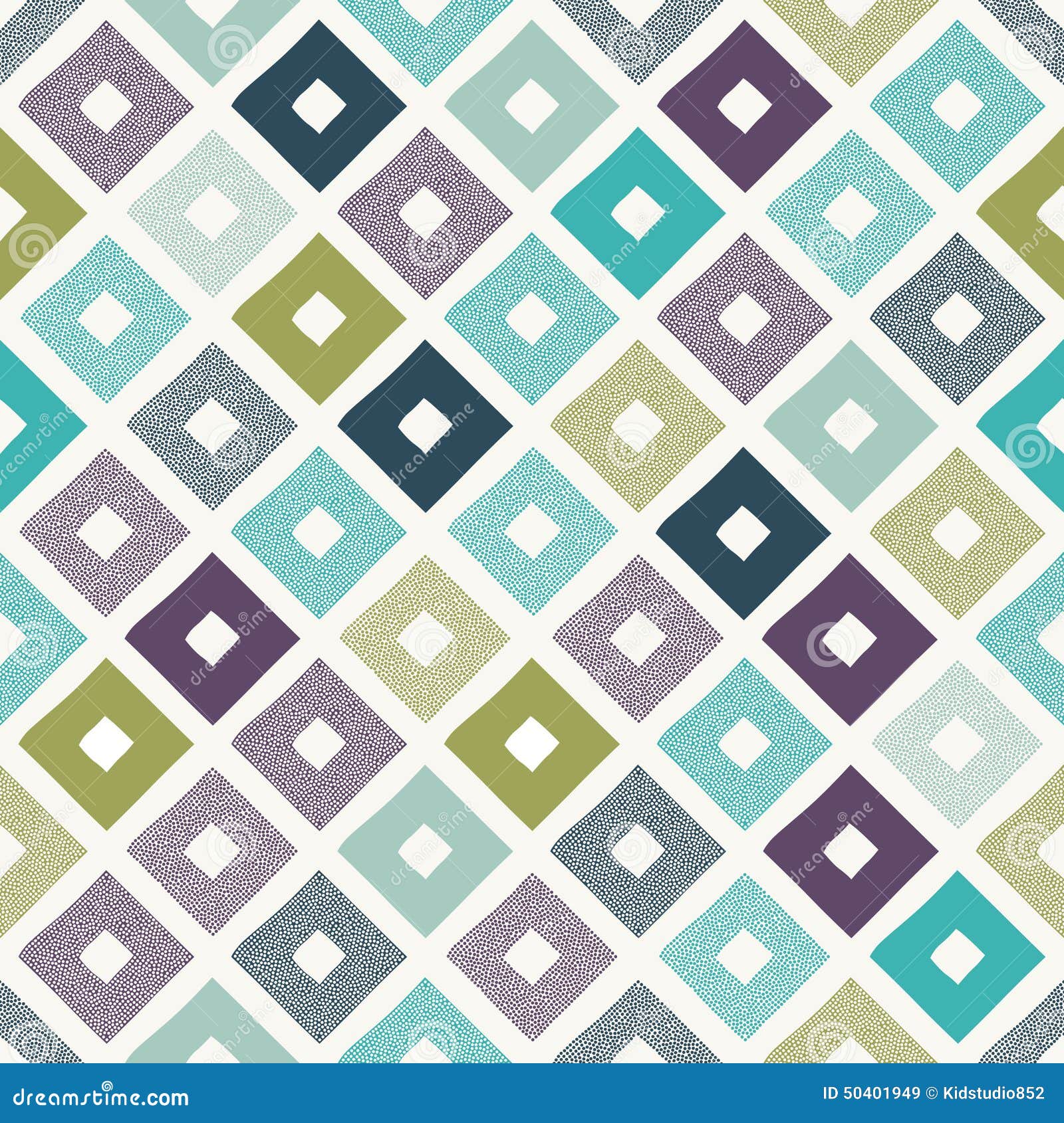 Seamless Doodle Dots Rhombus Pattern Stock Vector - Illustration of ...