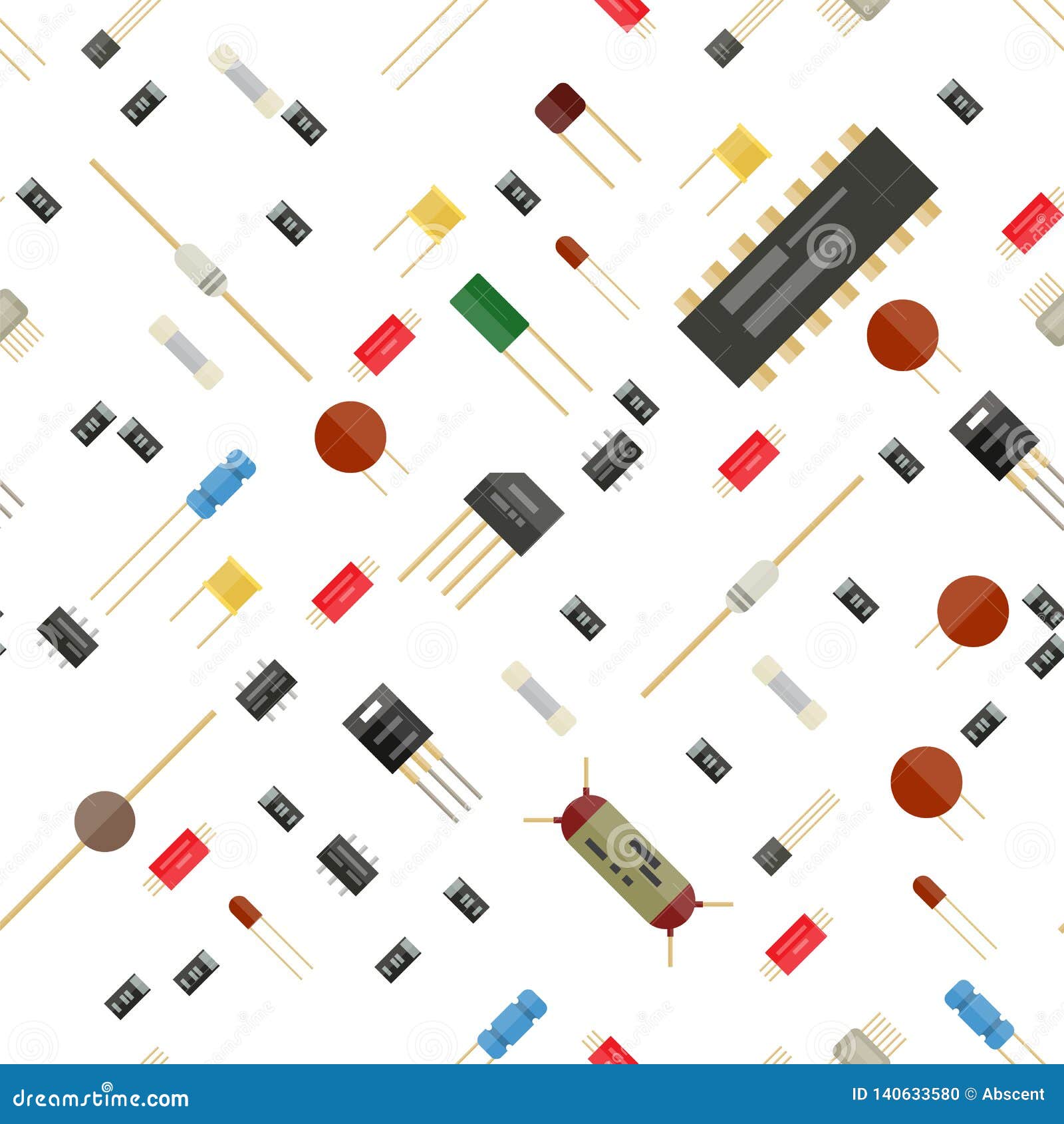 Seamless Electronic Components Pattern. Stock Vector Illustration of