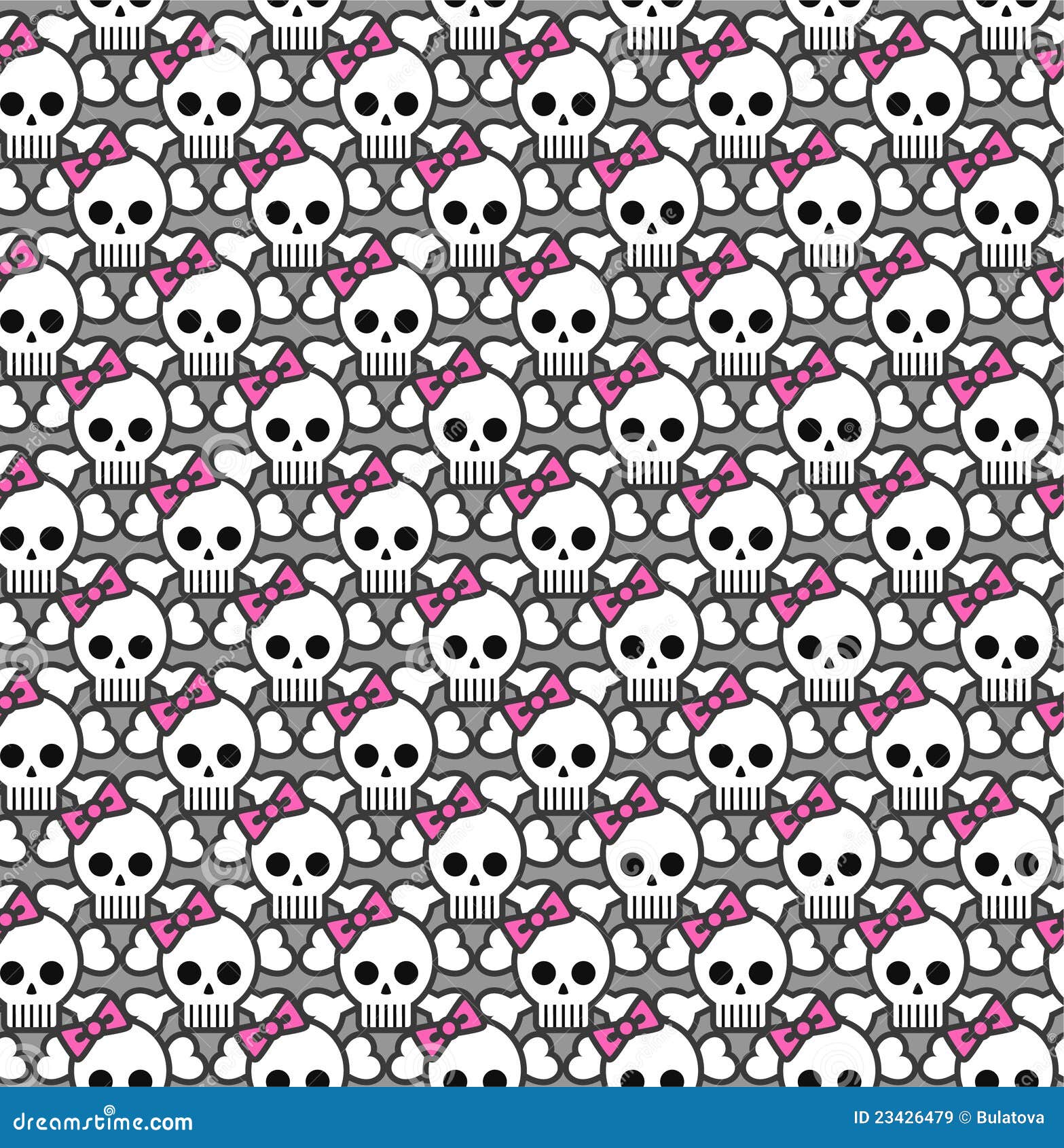 Seamless Emo Skulls Pattern Stock Vector Illustration of style, bone