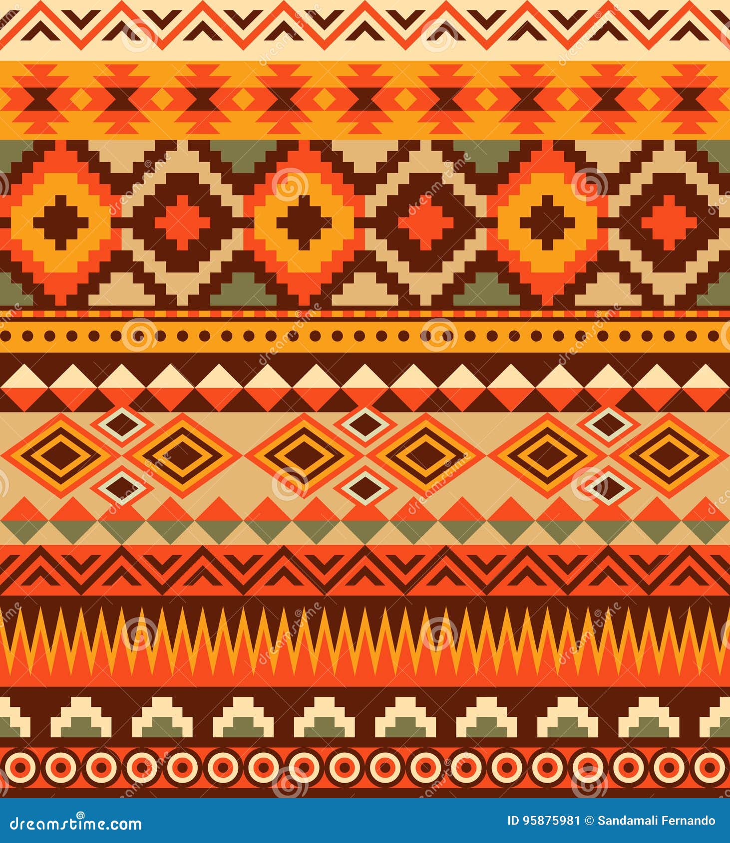 Seamless Ethnic Aztec Pattern Design. Stock Illustration - Illustration ...