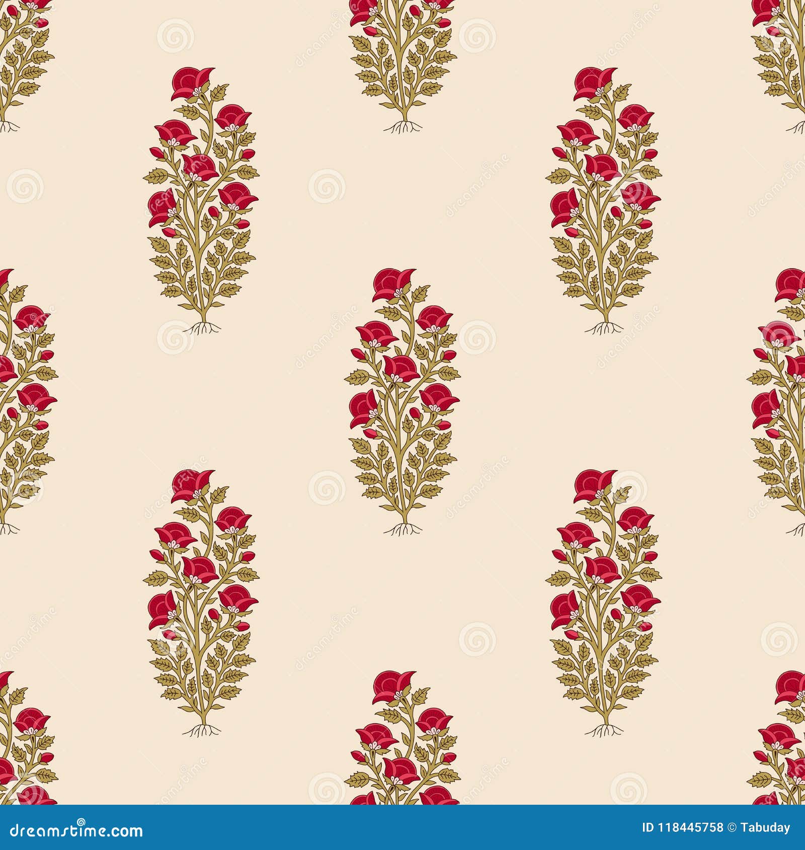 Seamless Ethnic India Floral Pattern Stock Vector 