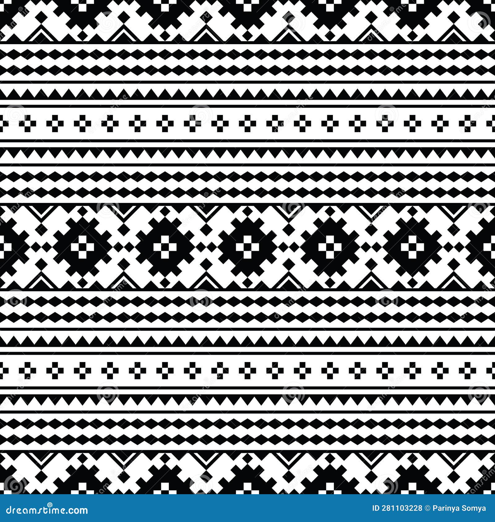 Seamless Ethnic Ornament Pattern with Abstract Geometric. Border Vector ...