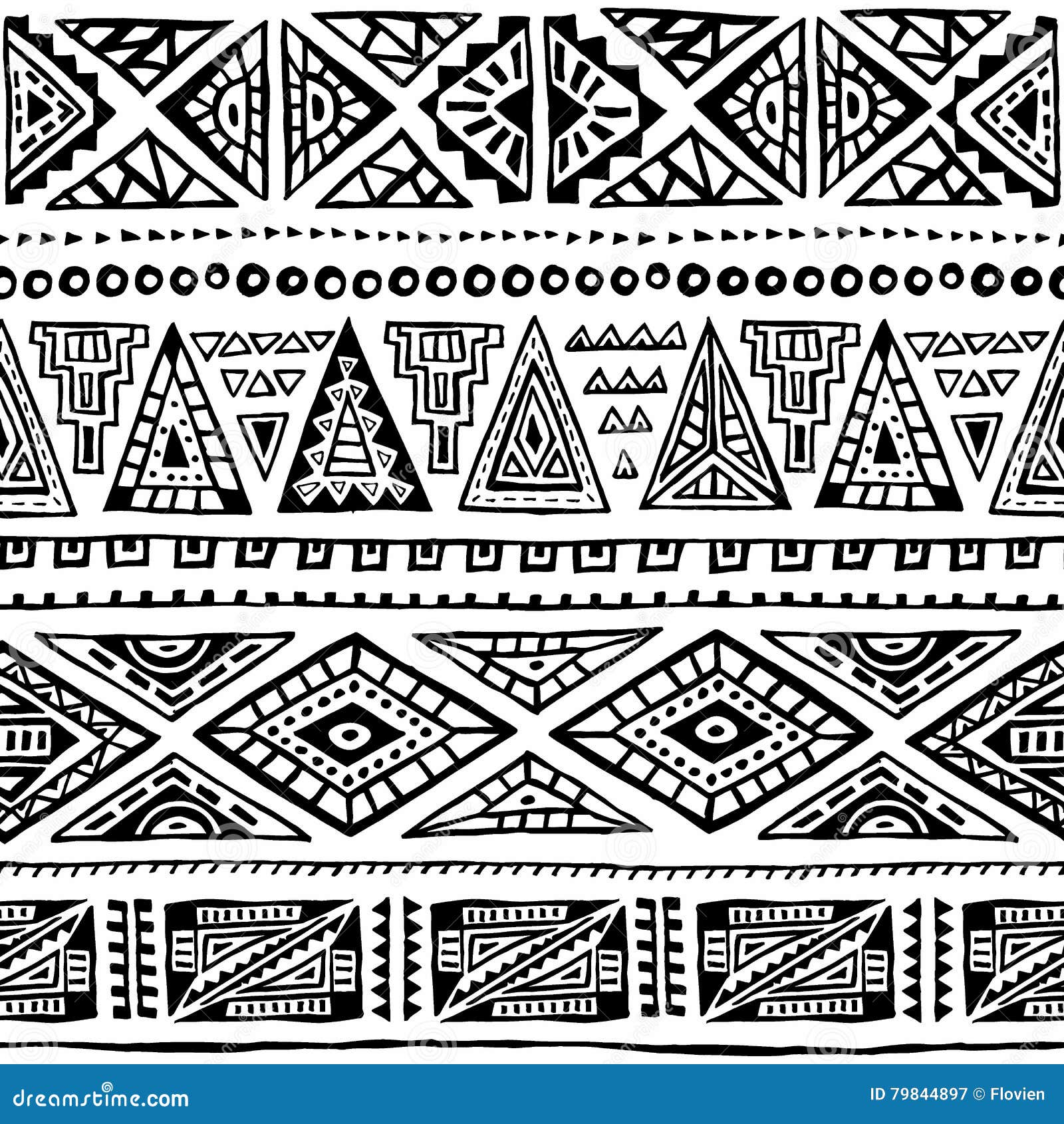 Seamless Ethnic Pattern Ornament Hand drawn Ink Tribal  