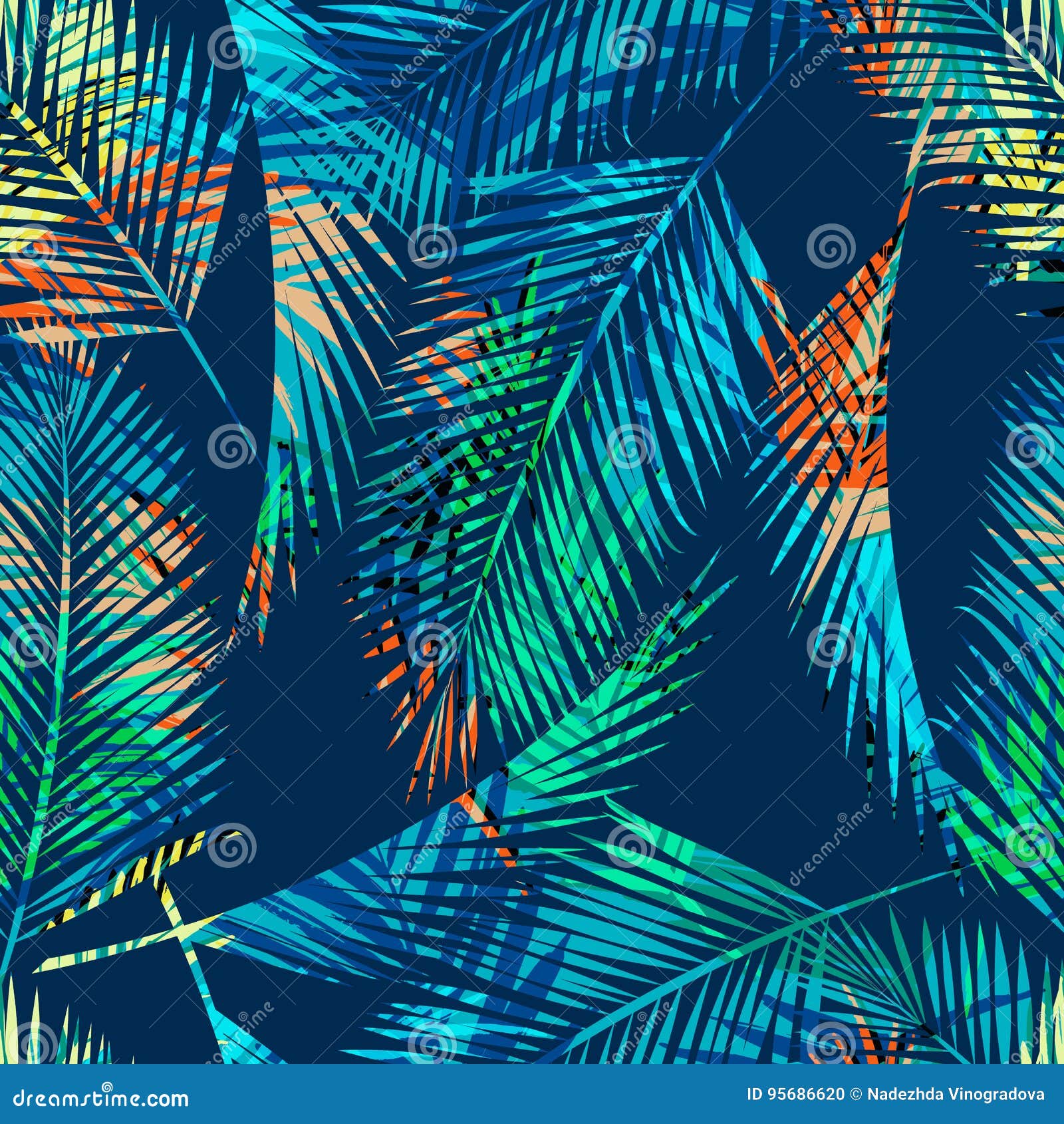 seamless exotic pattern with tropical plants.