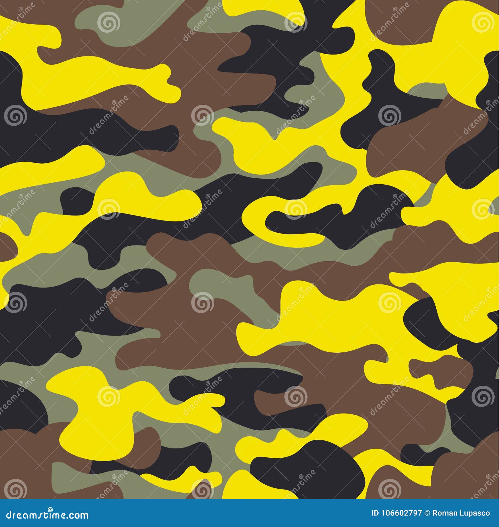 Seamless Fashion Wide Woodland and Yellow Camo Pattern Vector ...