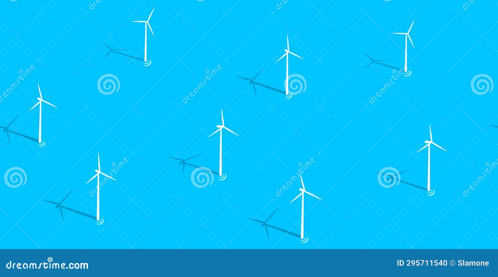Seamless Flat Abstract Ocean With Wind Turbines Vector Illustration Seamless Flat Abstract Ocean With Wind Turbines Vector Illustration
