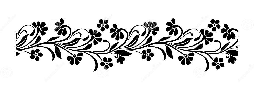 Seamless Floral Border. Horizontal Seamless Border Vignette with ...