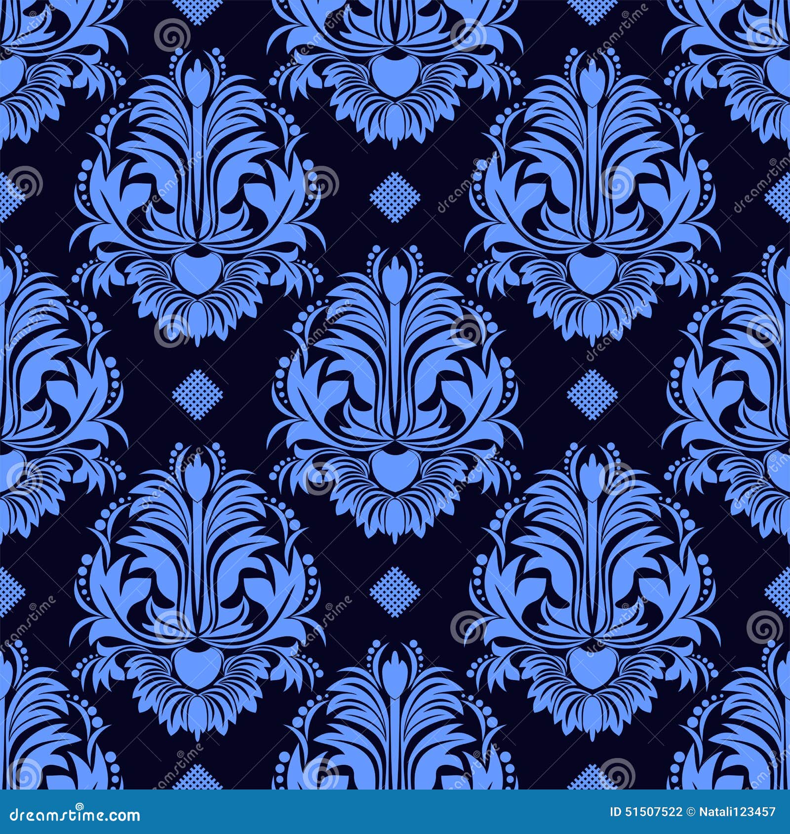 Seamless Floral Damask Wallpaper in Blue Colors Stock Vector ...