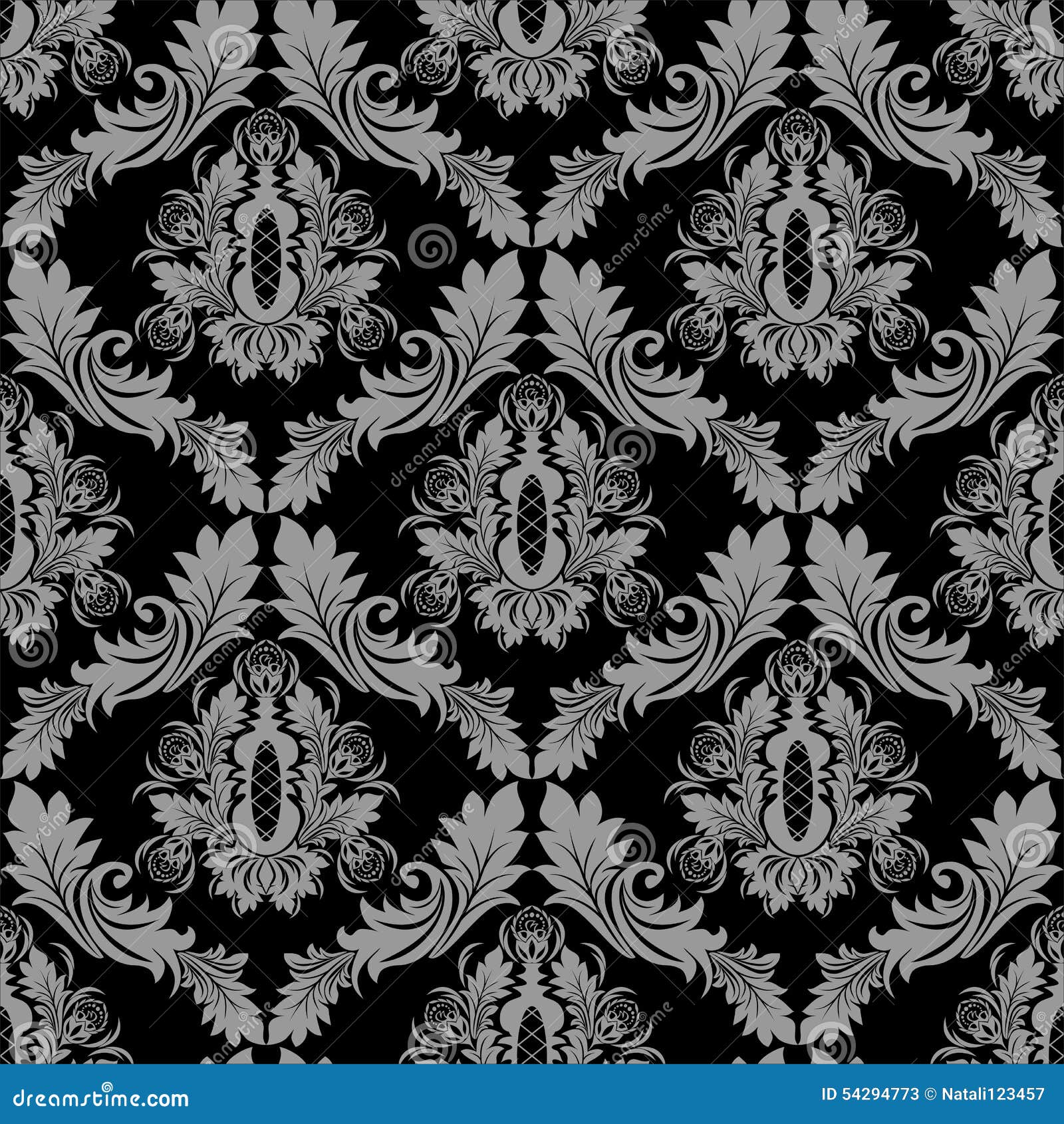 Seamless Floral Damask Wallpaper for Design Stock Vector Illustration