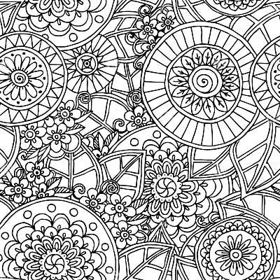 Seamless Floral Doodle Black and White Background Stock Vector ...
