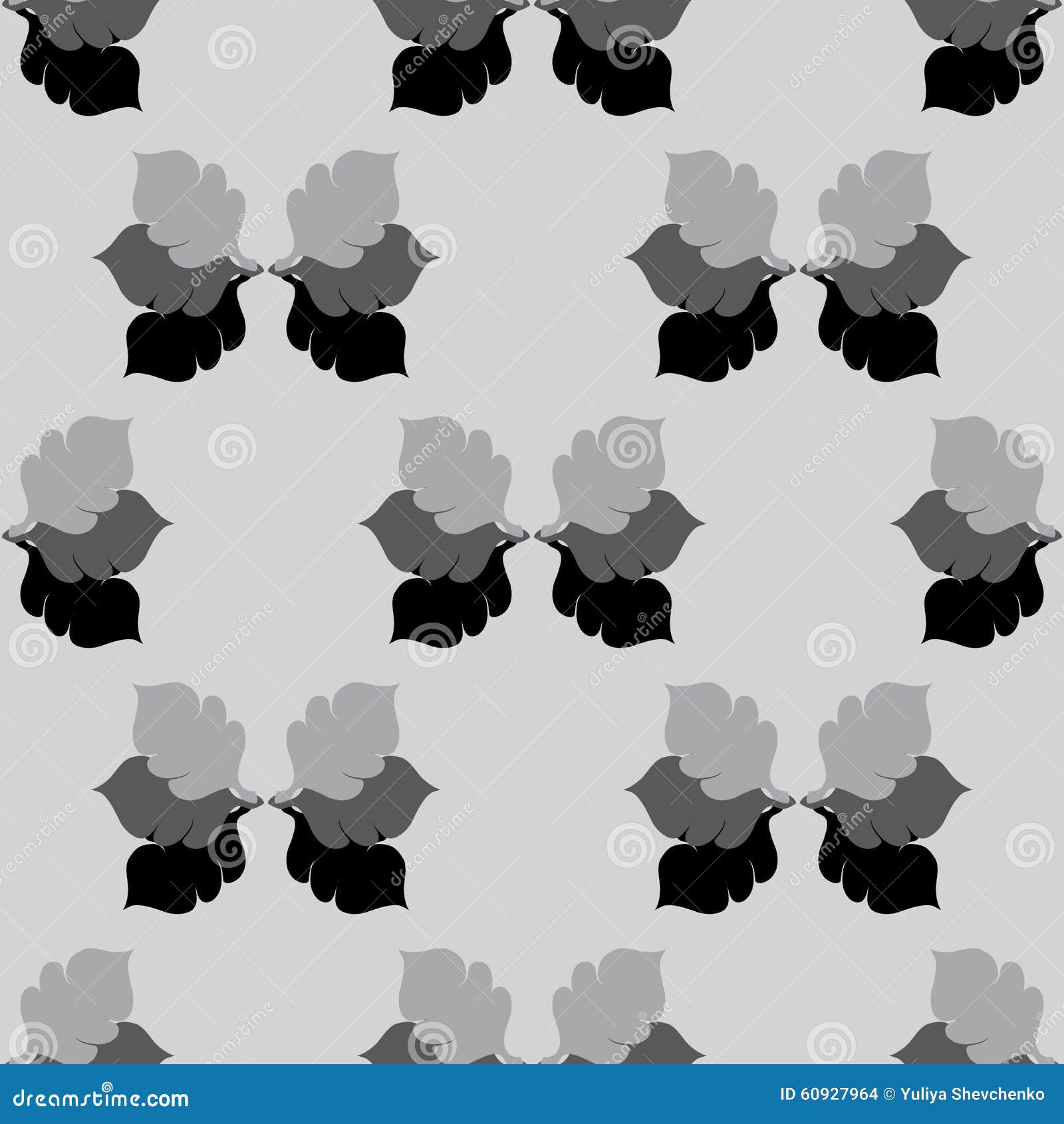 Seamless Floral Grayscale Pattern With Oak Leaves Stock ...