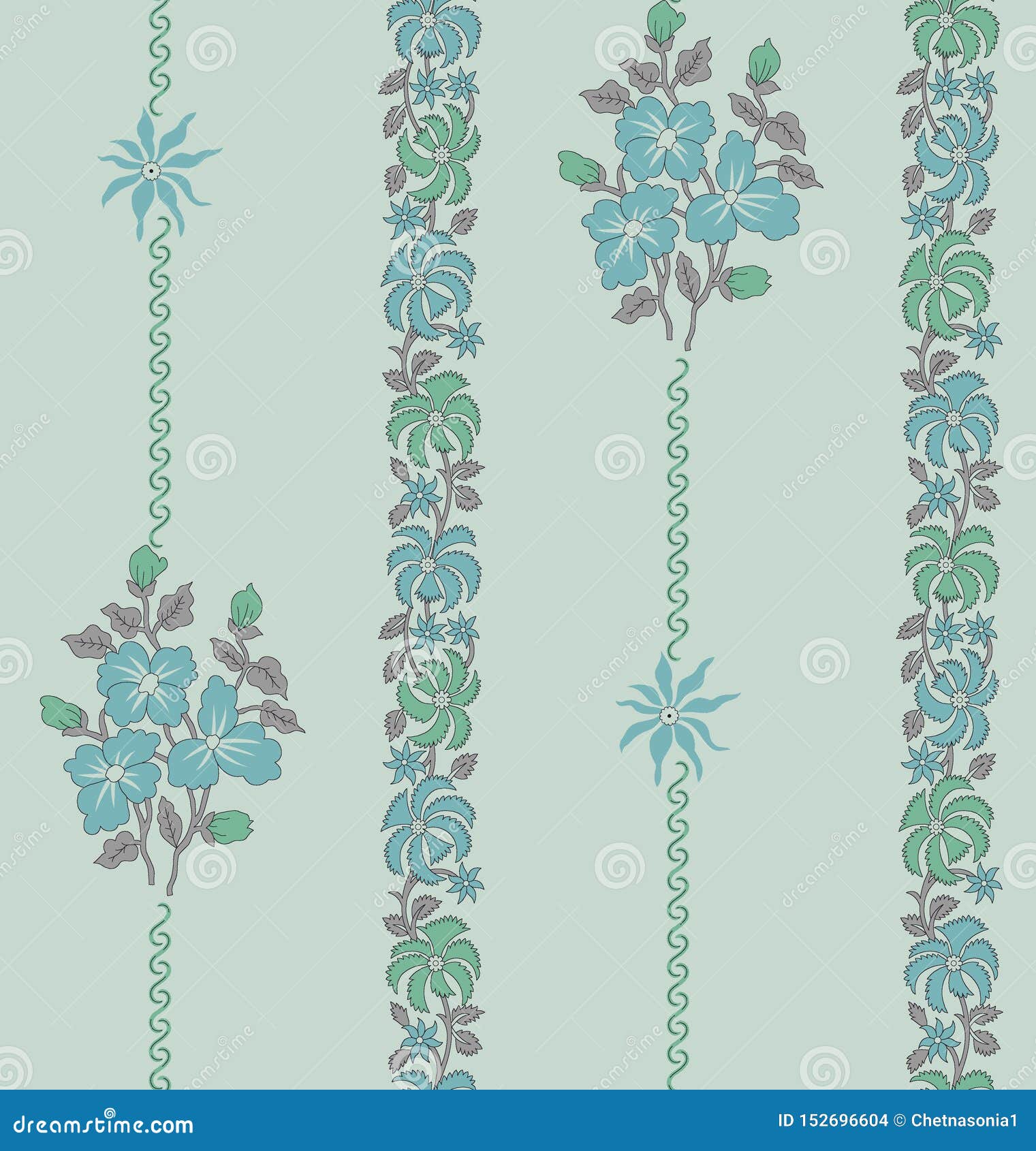 Seamless Floral  Motif  Design With Floral  Border  Stock 