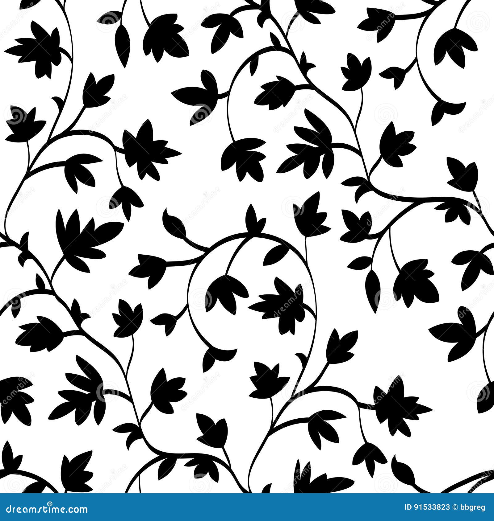 Seamless Floral Pattern with Branches and Leaves, Abstract Texture ...