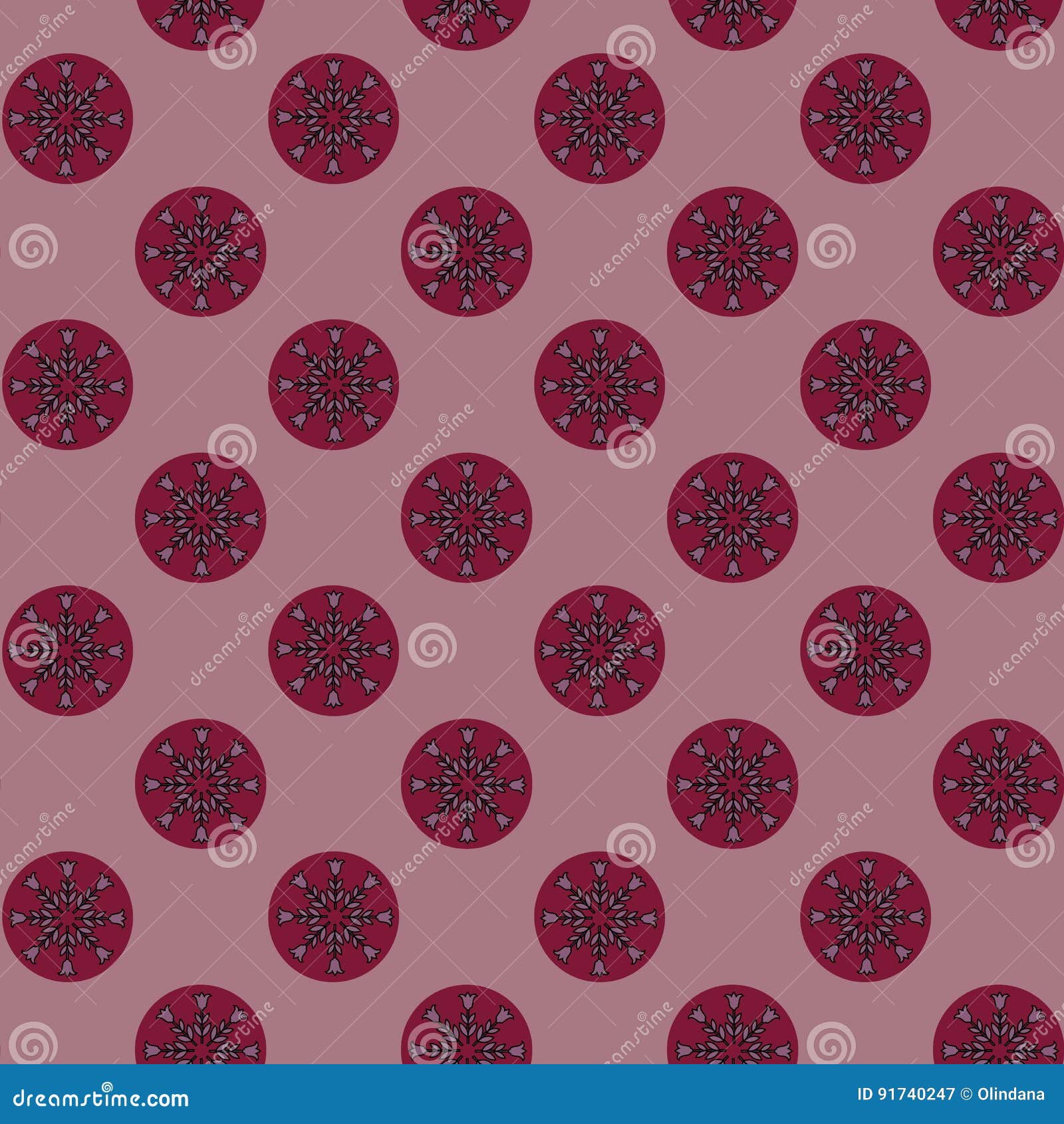 Seamless Floral Pattern Circular Elements Flower Ornament Dark Red Pink ...