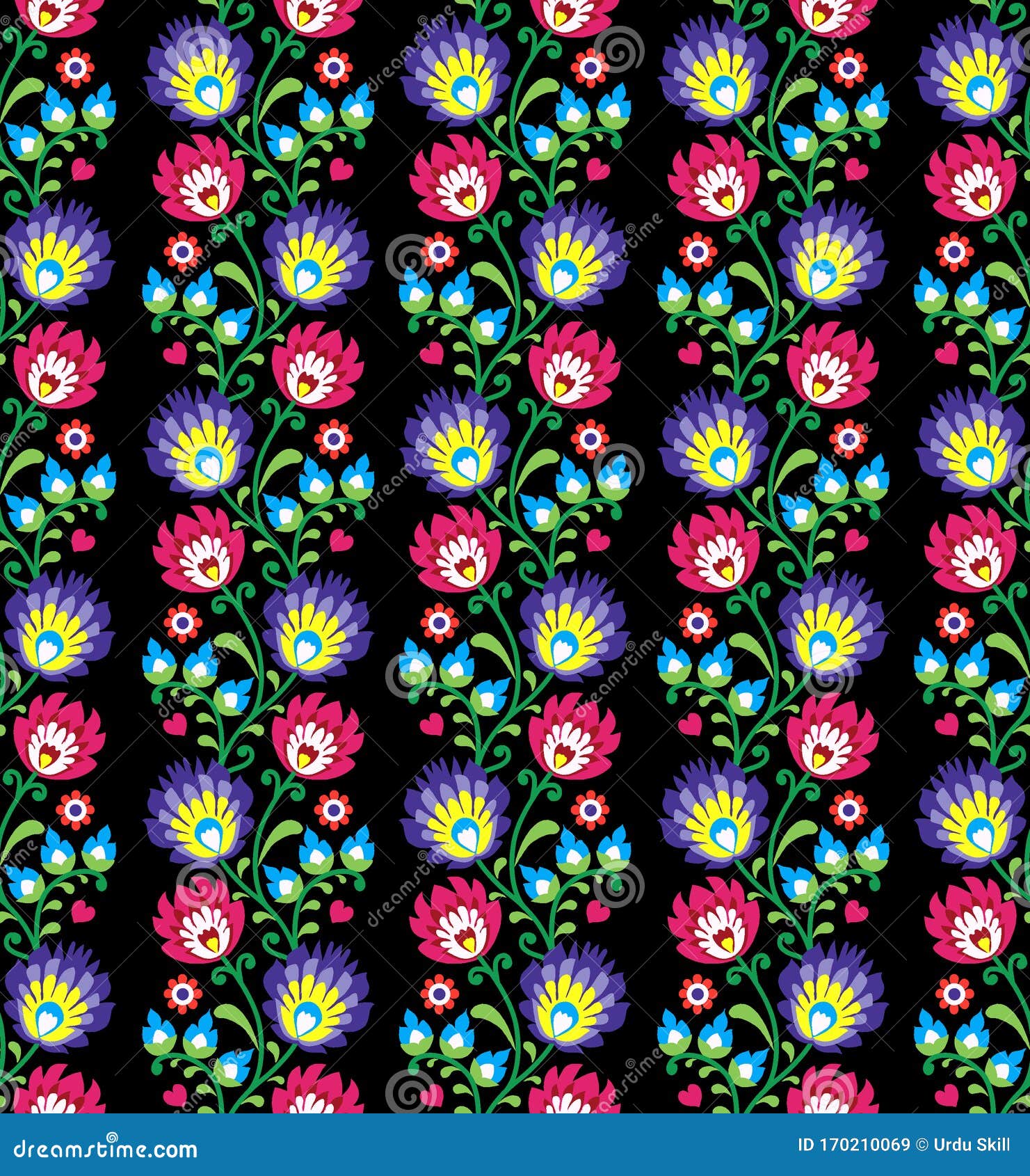 A Seamless Floral Repeat On Black Base Stock Illustration Illustration Of Print Black 170210069