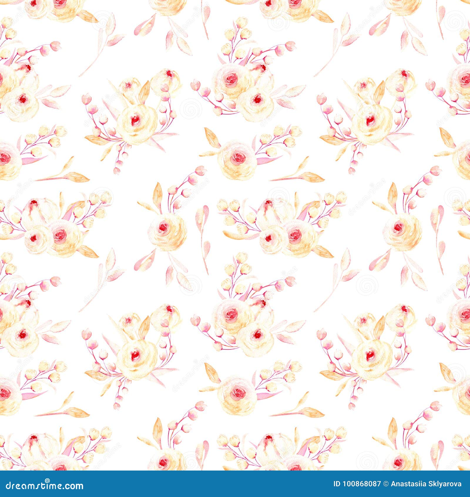 Download Seamless Floral Pattern With Pink Watercolor Flower Posies ...