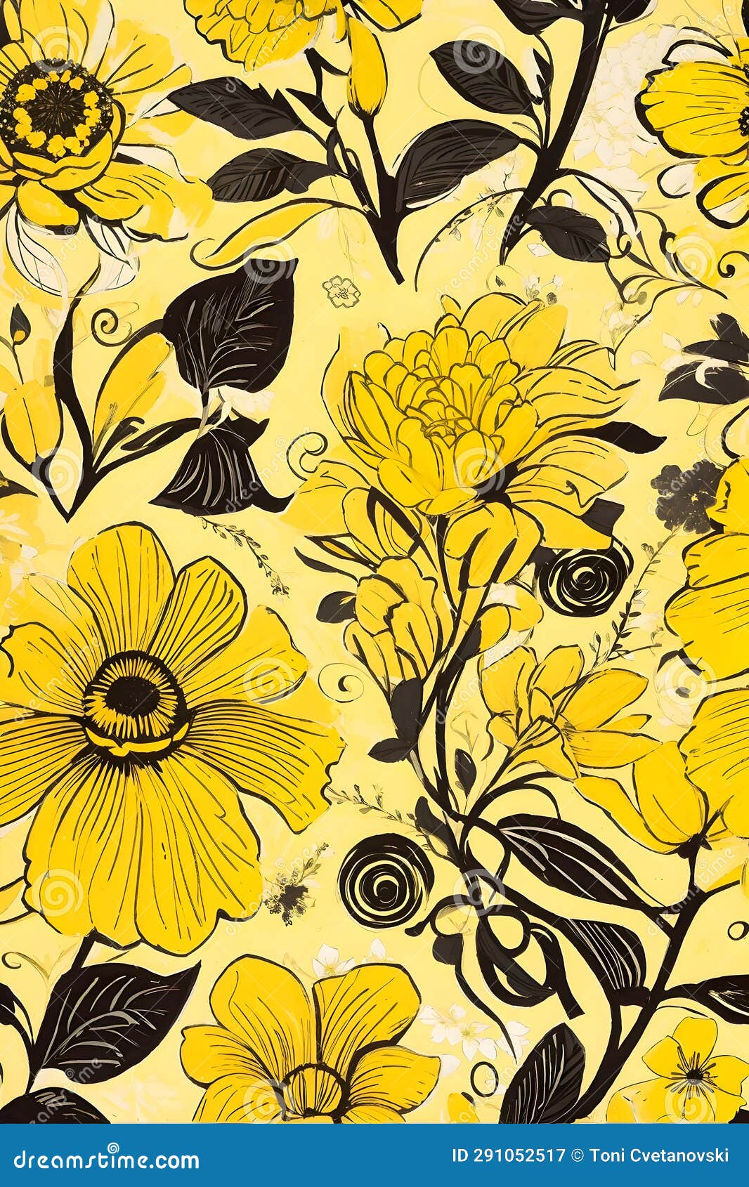 Seamless Floral Pattern with Yellow Flowers on a Grunge Background ...