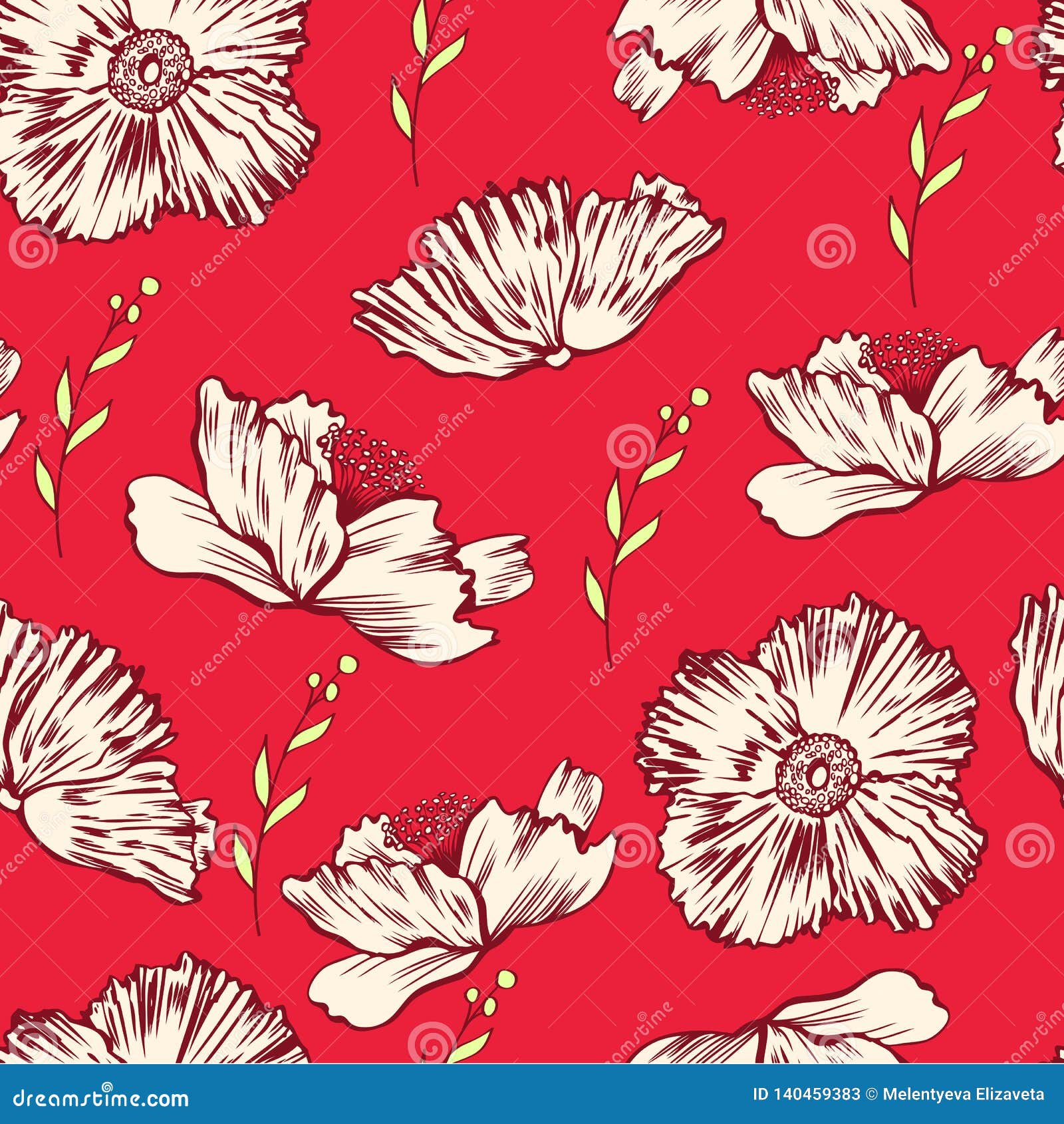 Download Seamless Floral Vector Pattern, Poppy Flower Isolated On ...
