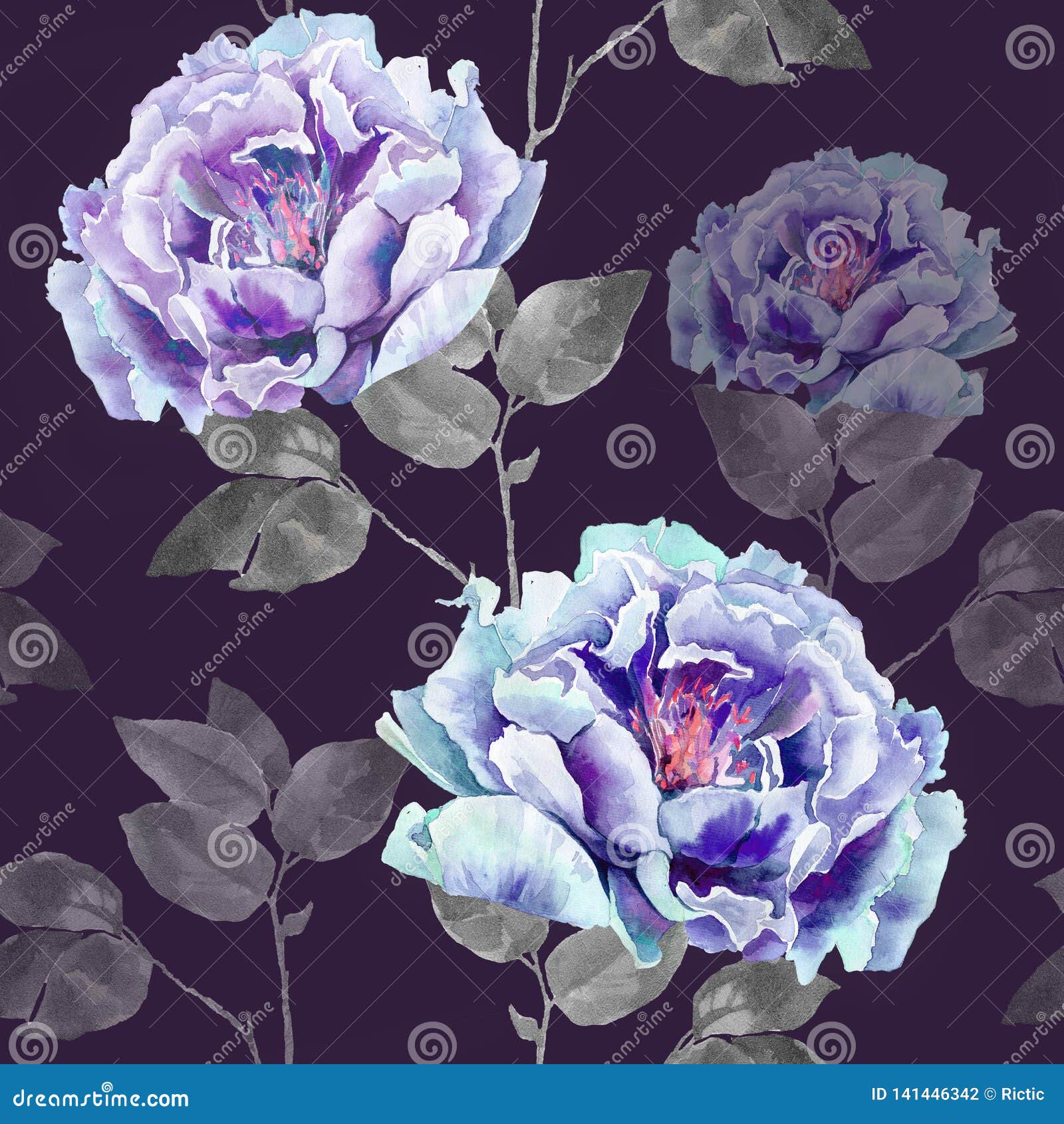 seamless flower pattern for textil or wallpaper on dark background