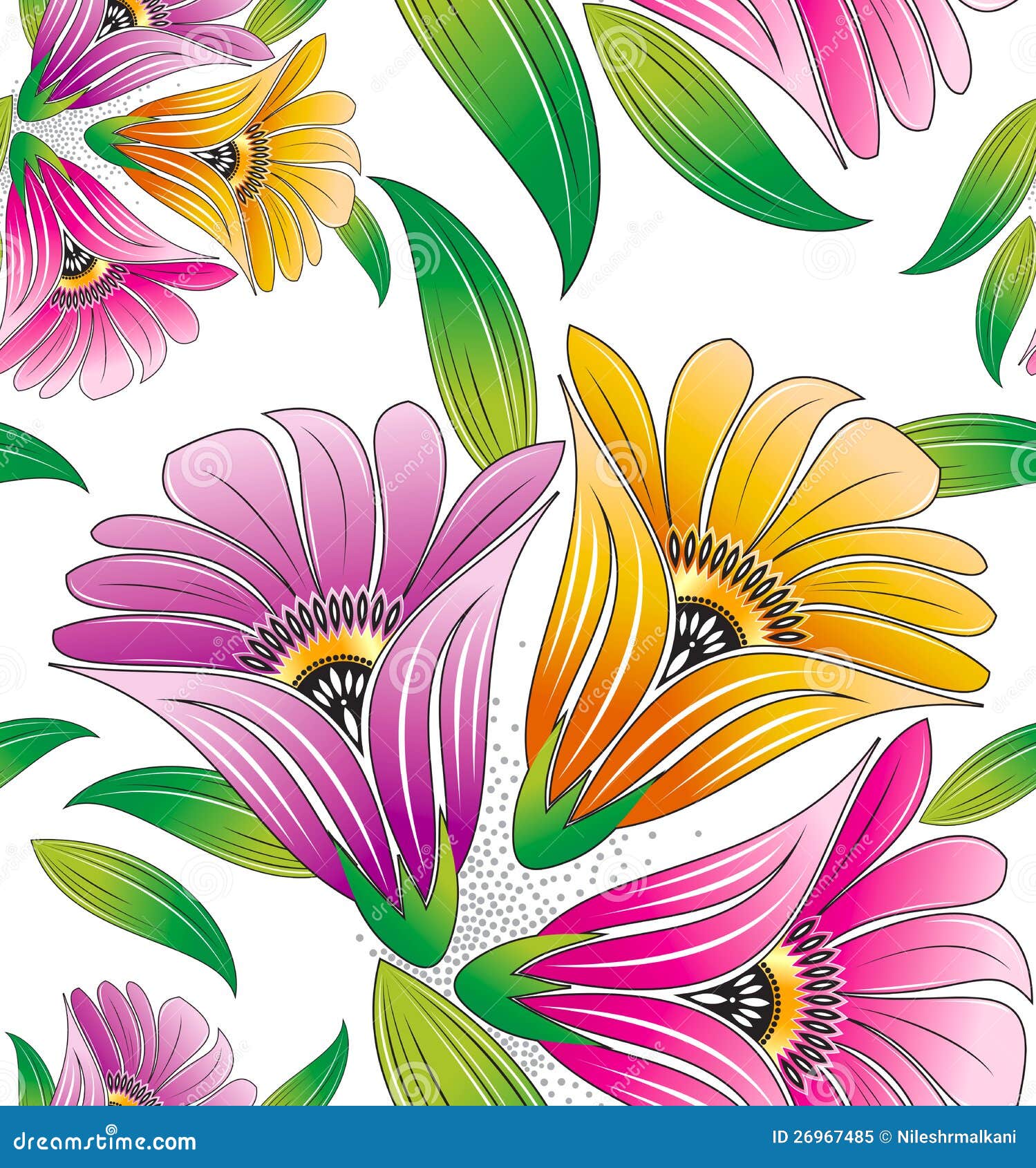 Seamless Flowers  For Textile  Designs Stock Vector 
